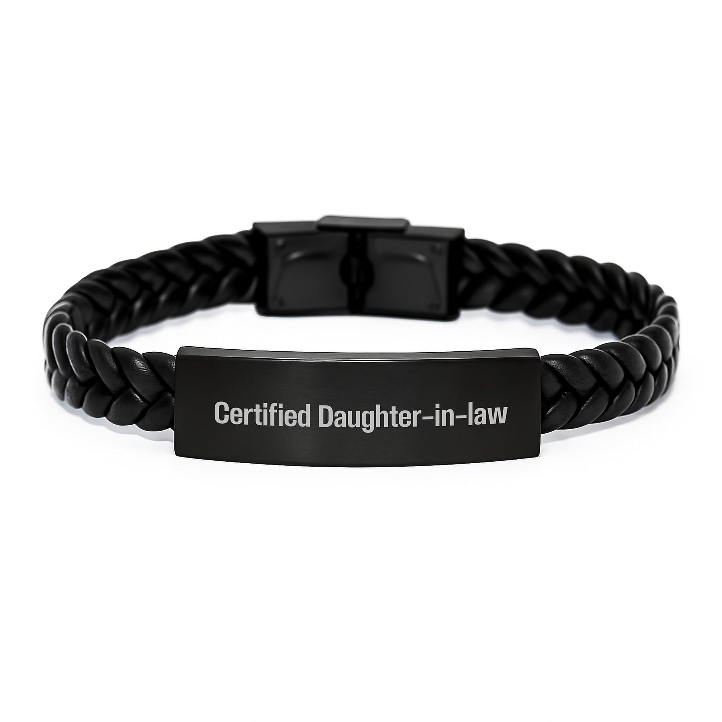 Funny Daughter-in-law Gifts, Interlaced Leather Bracelet Certified Daughter-in-law Quote, Gifts from Family for Daughter-in-law Birthday Unique Presents - Image 1