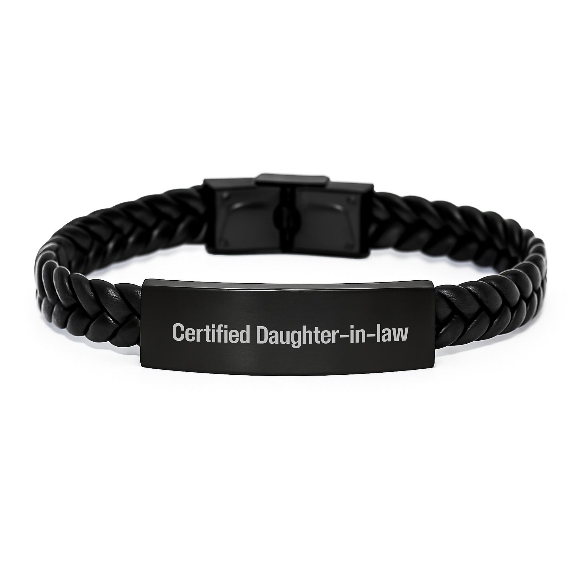 Funny Daughter-in-law Gifts, Interlaced Leather Bracelet Certified Daughter-in-law Quote, Gifts from Family for Daughter-in-law Birthday Unique Presents - Image 1