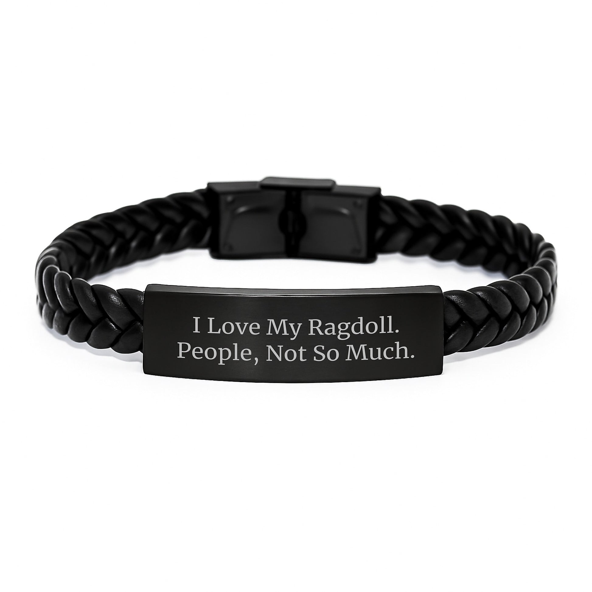 Ragdoll Cat Lover's Humorous Gift, I Love My Ragdoll, Interlaced Leather Bracelet, Gifts from Friends, Gifts for Ragdoll Cat Enthusiasts, Birthday Unique Treasures - Image 1