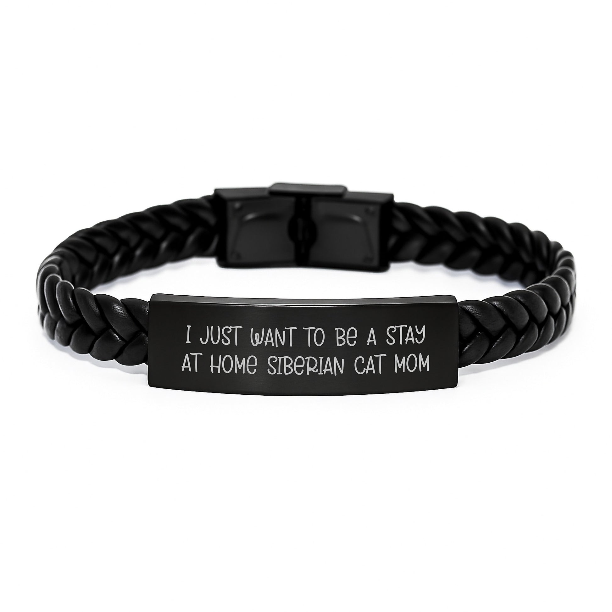 Funny Siberian Cat Mom Interlaced Leather Bracelet Gifts from Mom to Stay At Home Siberian Cat Mom on Birthday - Image 1