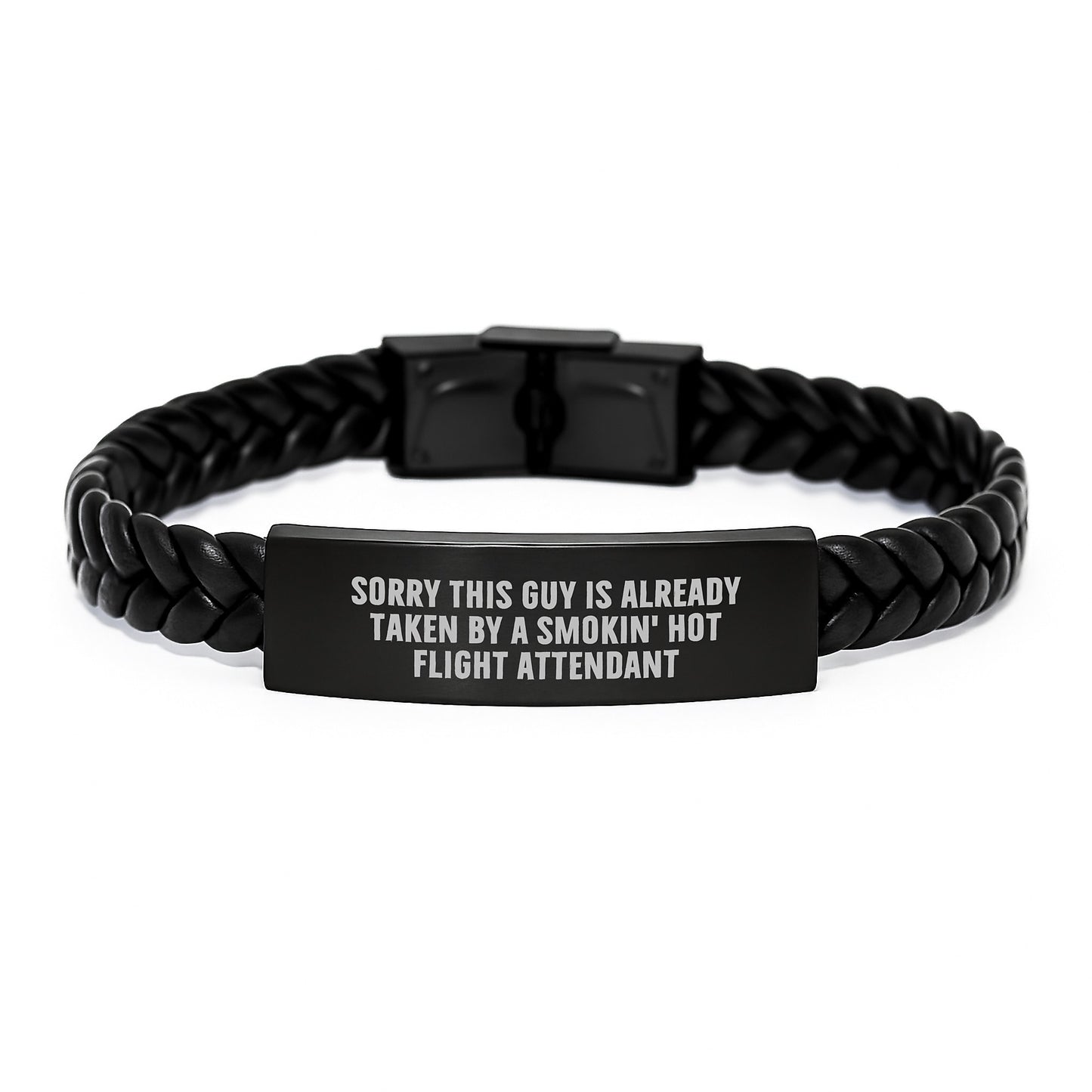 Flight Attendant Gifts, Funny Quote, Interlaced Leather Bracelet for Him or Her, Graduation Unique Gifts from Friends, Coworkers, Family - Image 1