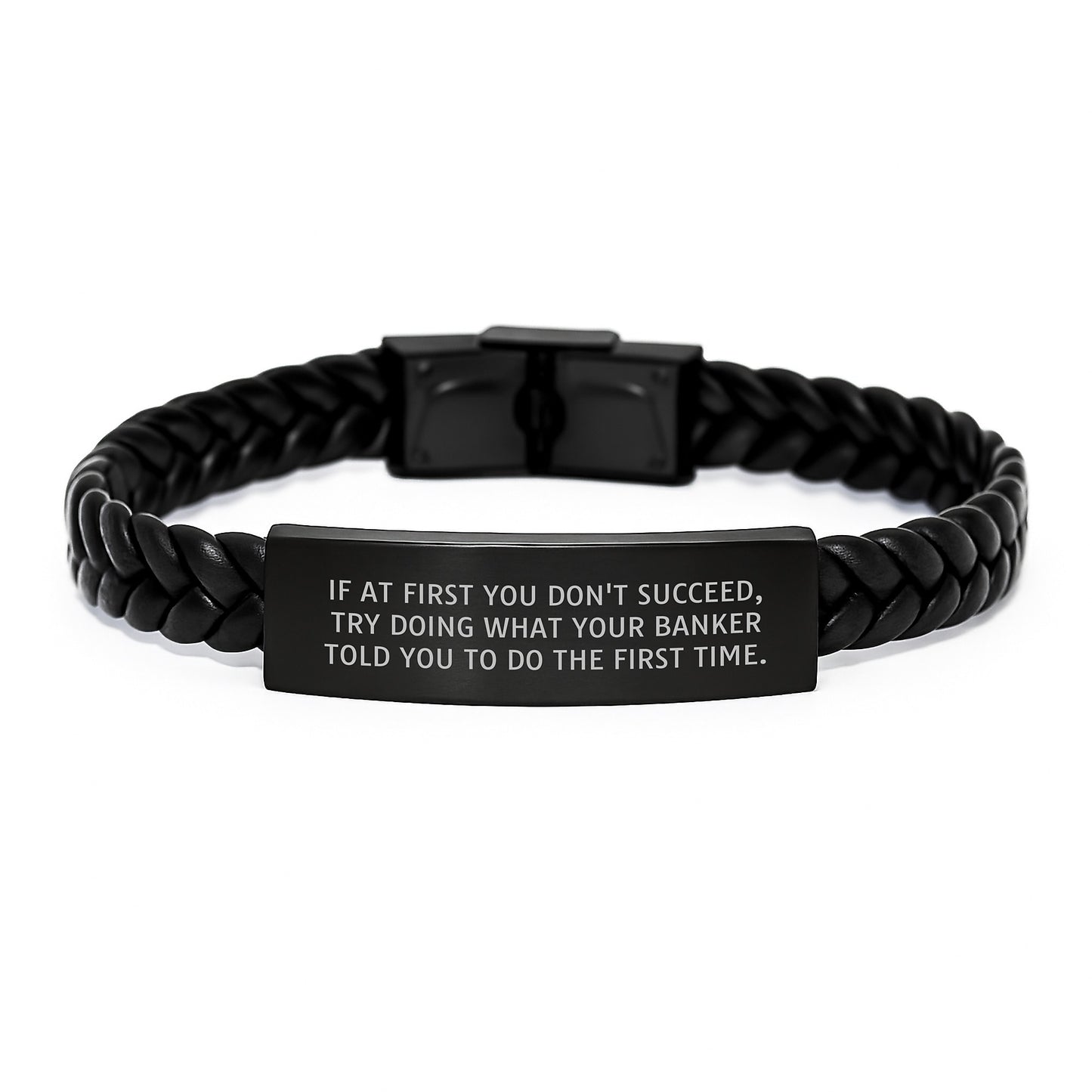 Funny Banker Gifts Interlaced Leather Bracelet for Him - Christmas Unique Gifts from Family to Men - Image 1