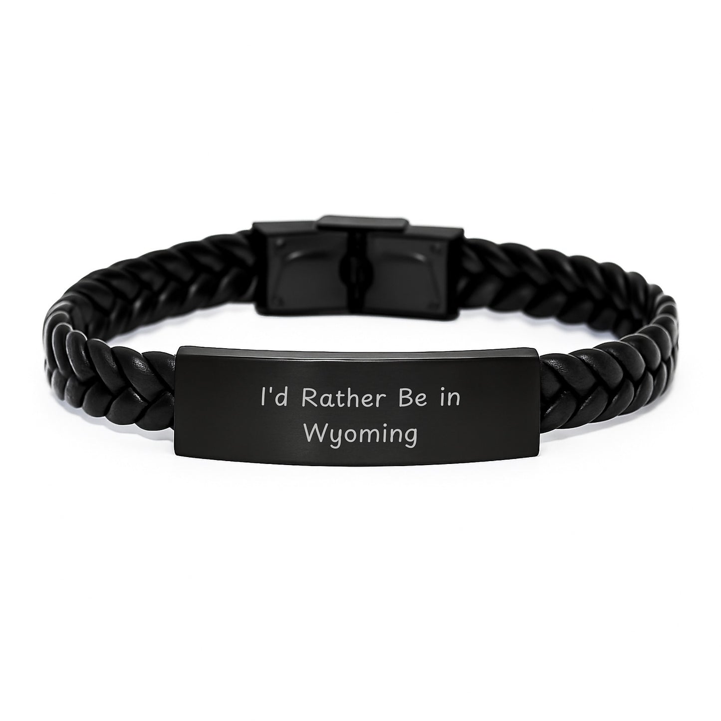Wyoming Inspired Interlaced Leather Bracelet Gifts from Friends to Wyoming Lovers - 'I'd Rather Be In Wyoming' Quote, Birthday Unique Present for Men - Image 1