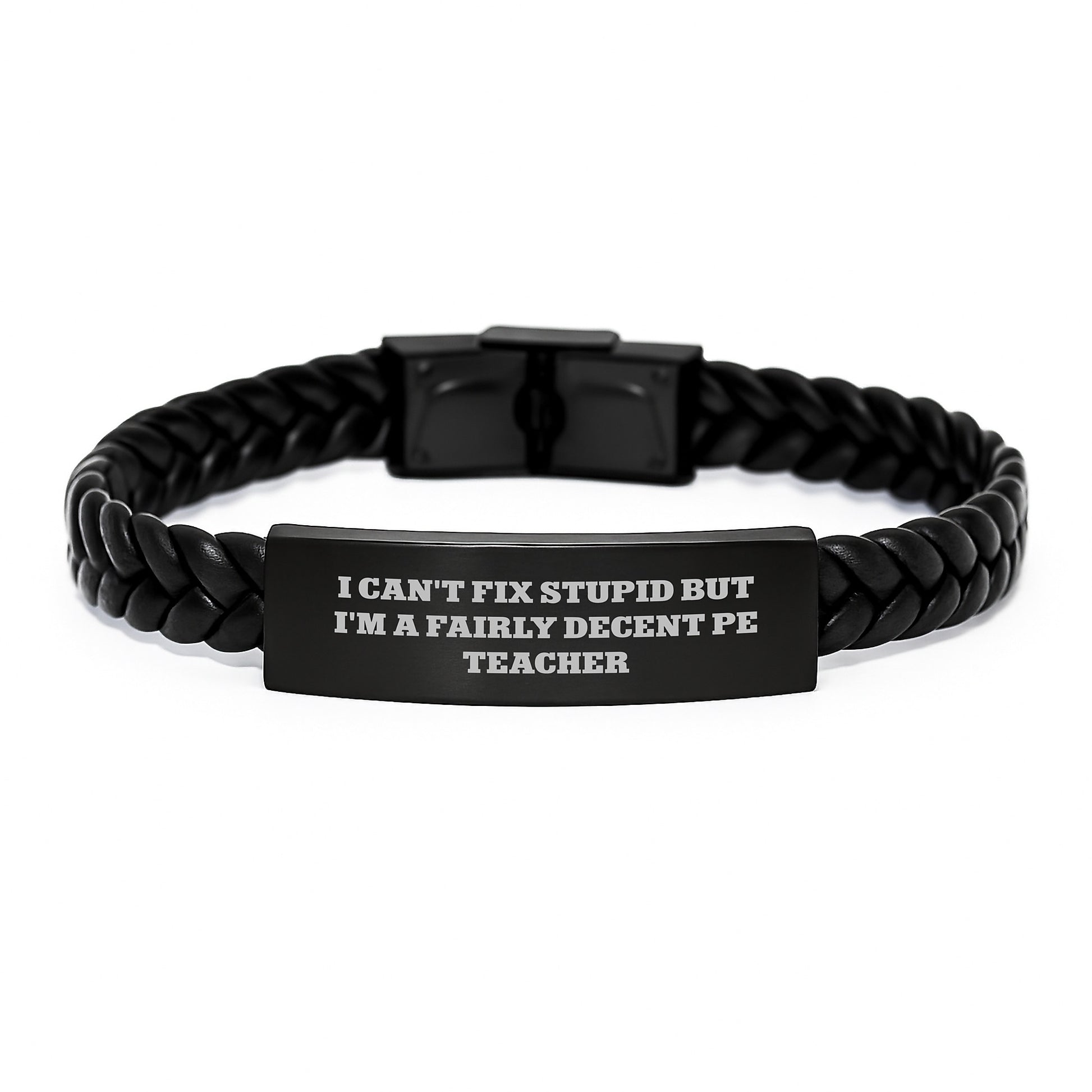 Funny PE Teacher Quotes Interlaced Leather Bracelet Gifts for Men Women Friends Coworkers Family Birthday Unique Presents from PE Teacher - Image 1