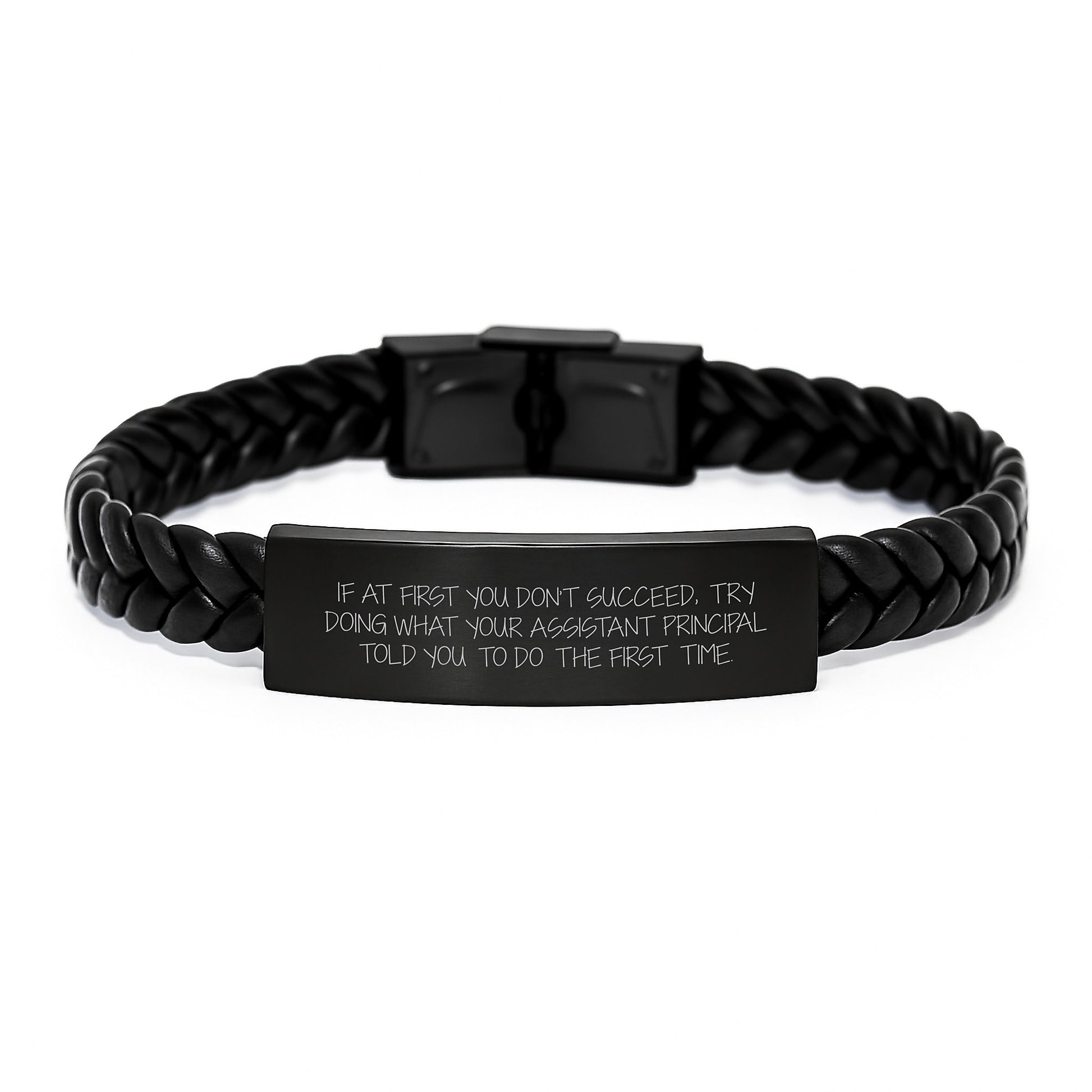 Funny Assistant Principal Gifts for Men, Interlaced Leather Bracelet, Christmas Unique Presents from Friends to Assistant Principals - Image 1
