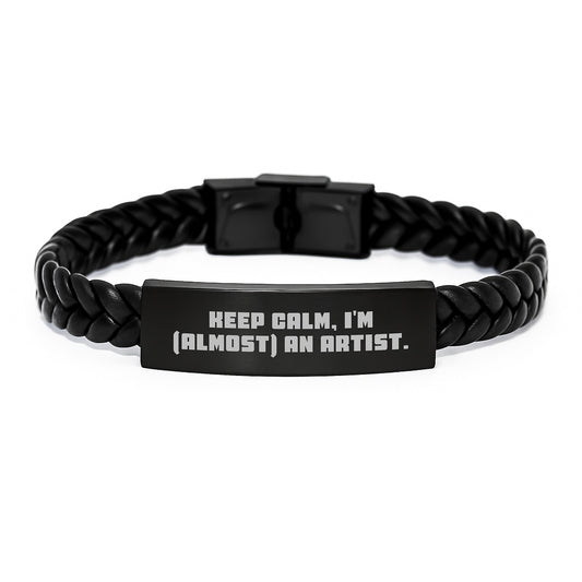 Gifts for Artists, Funny Quote Interlaced Leather Bracelets, Christmas Unique Presents from Friends to Friends - Image 1