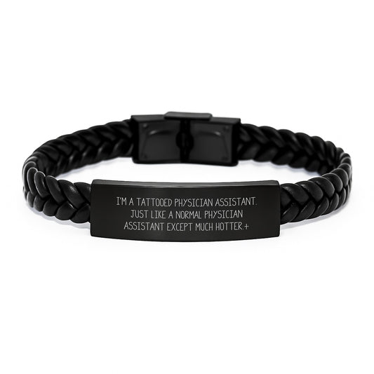 Funny Physician Assistant Gifts - Interlaced Leather Bracelet for Him - Unique Christmas Memorable Presents from Men to Friends - Image 1