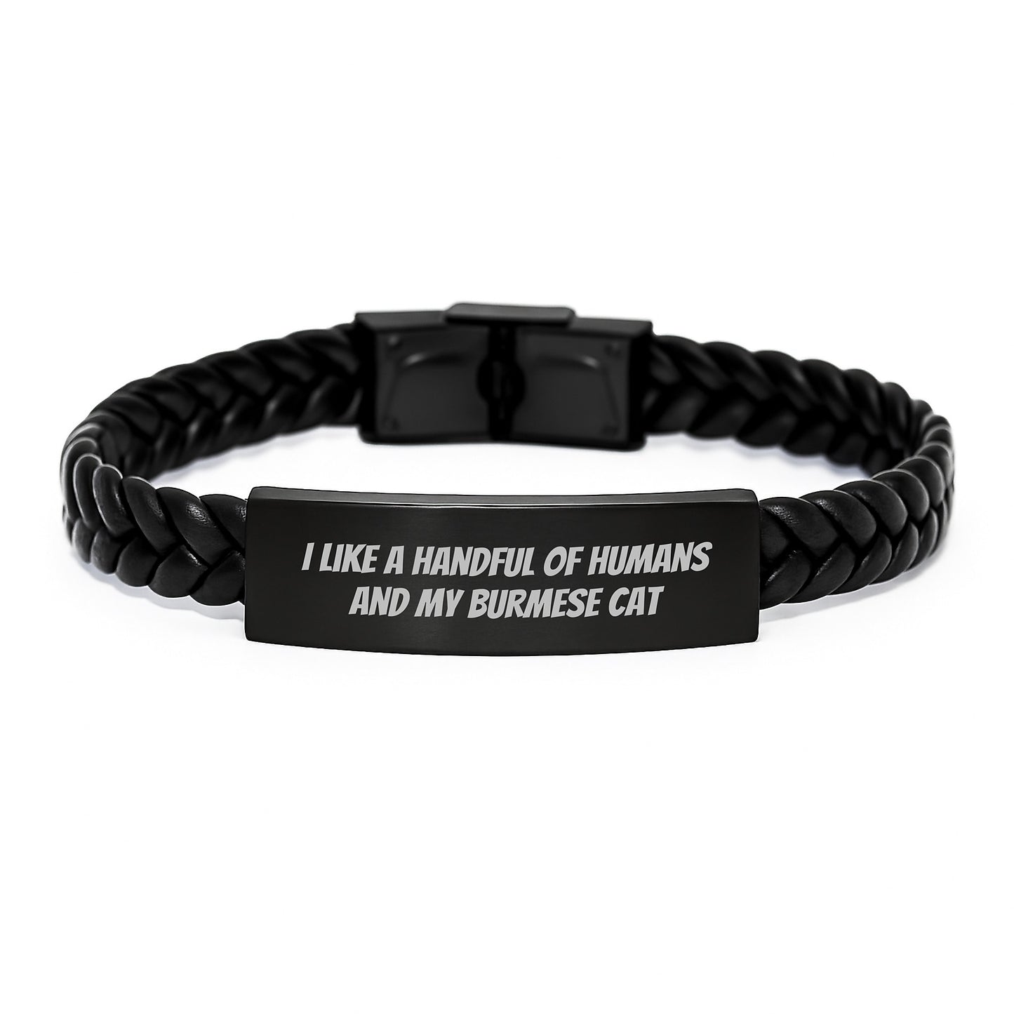 Burmese Cat Lover's Interlaced Leather Bracelet Gifts from Men to Friends for Christmas - Image 1