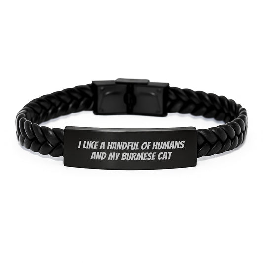 Burmese Cat Lover's Interlaced Leather Bracelet Gifts from Men to Friends for Christmas - Image 1