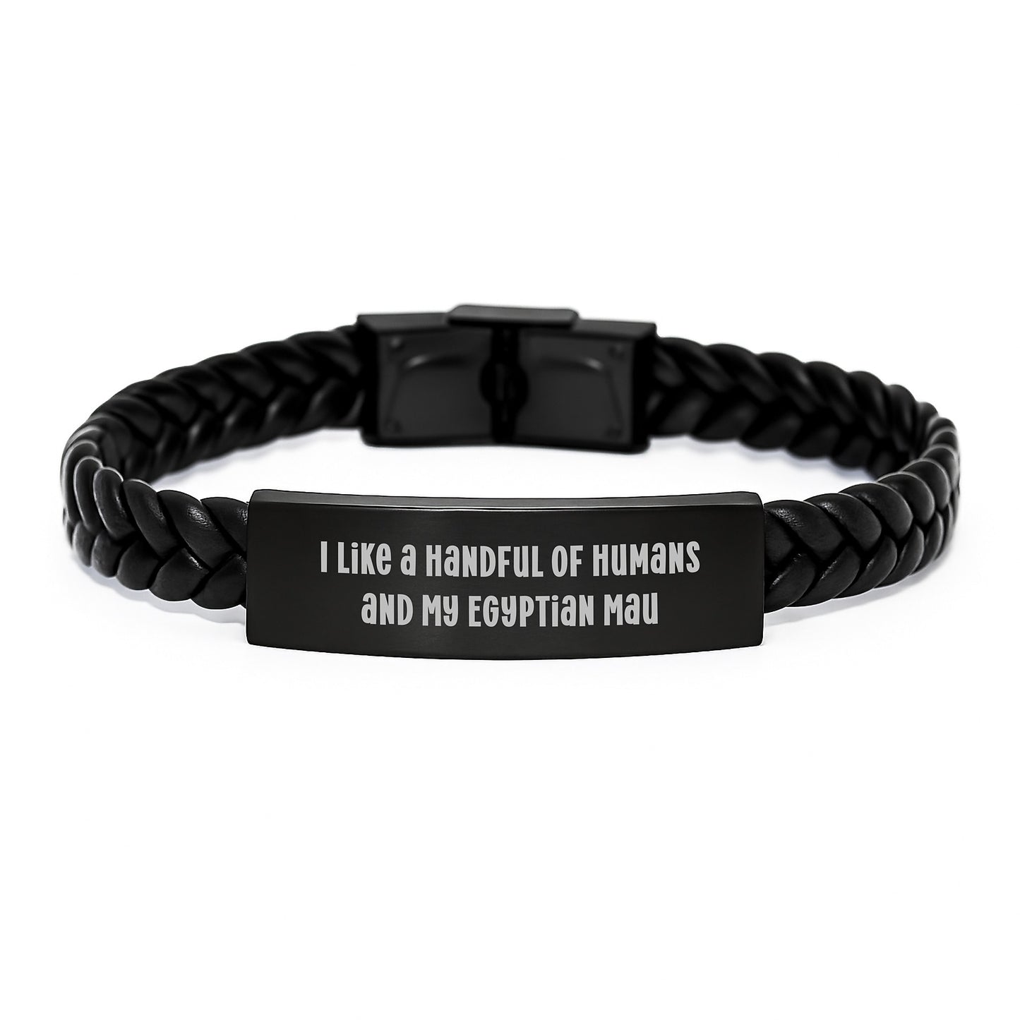Funny Egyptian Mau Cat Lover Gifts Christmas Unique Interlaced Leather Bracelets for Men from Family - Image 1