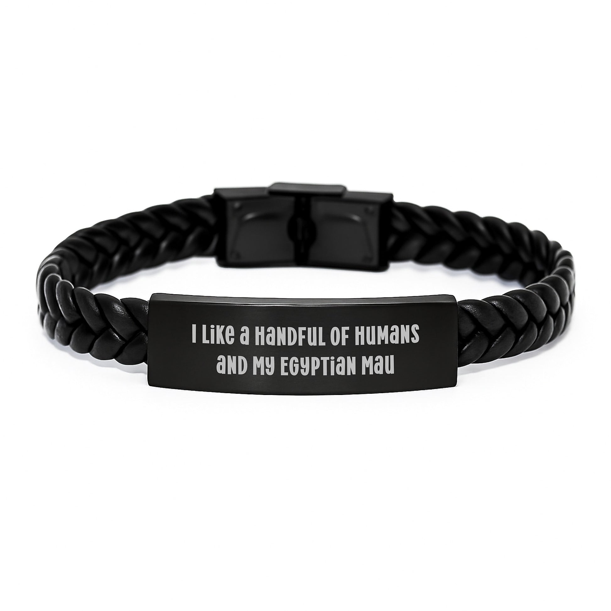 Funny Egyptian Mau Cat Lover Gifts Christmas Unique Interlaced Leather Bracelets for Men from Family - Image 1