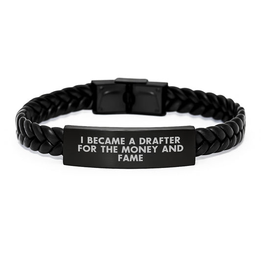 Gifts from Family for Drafter Men Interlaced Leather Bracelet Funny Quote Christmas Unique Presents - Image 1