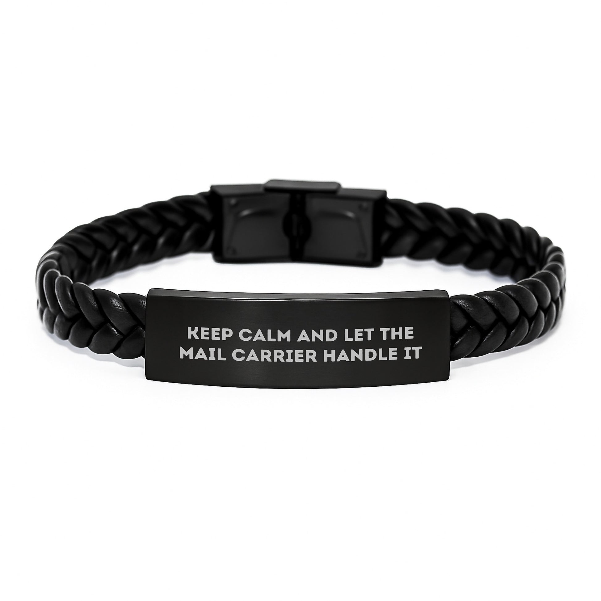 Funny Mail Carrier Gifts for Men, Unique Interlaced Leather Bracelet with Stainless Steel, Gifts from Friends and Family for Christmas - Image 1