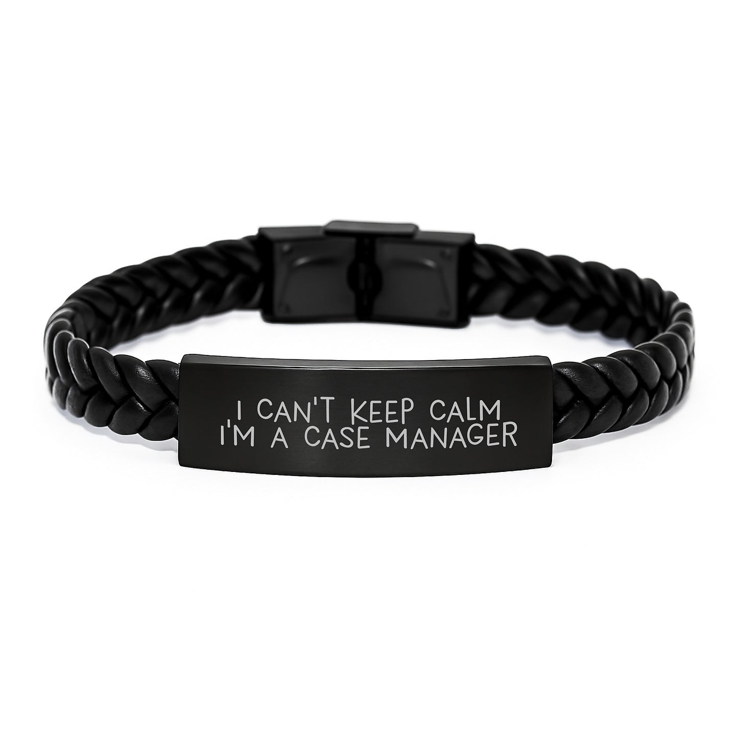 Funny Case Manager Gifts for Men - I Can't Keep Calm I'm A Case Manager Interlaced Leather Bracelet, Christmas Unique Gifts from Friends, Coworkers, Family - Image 1