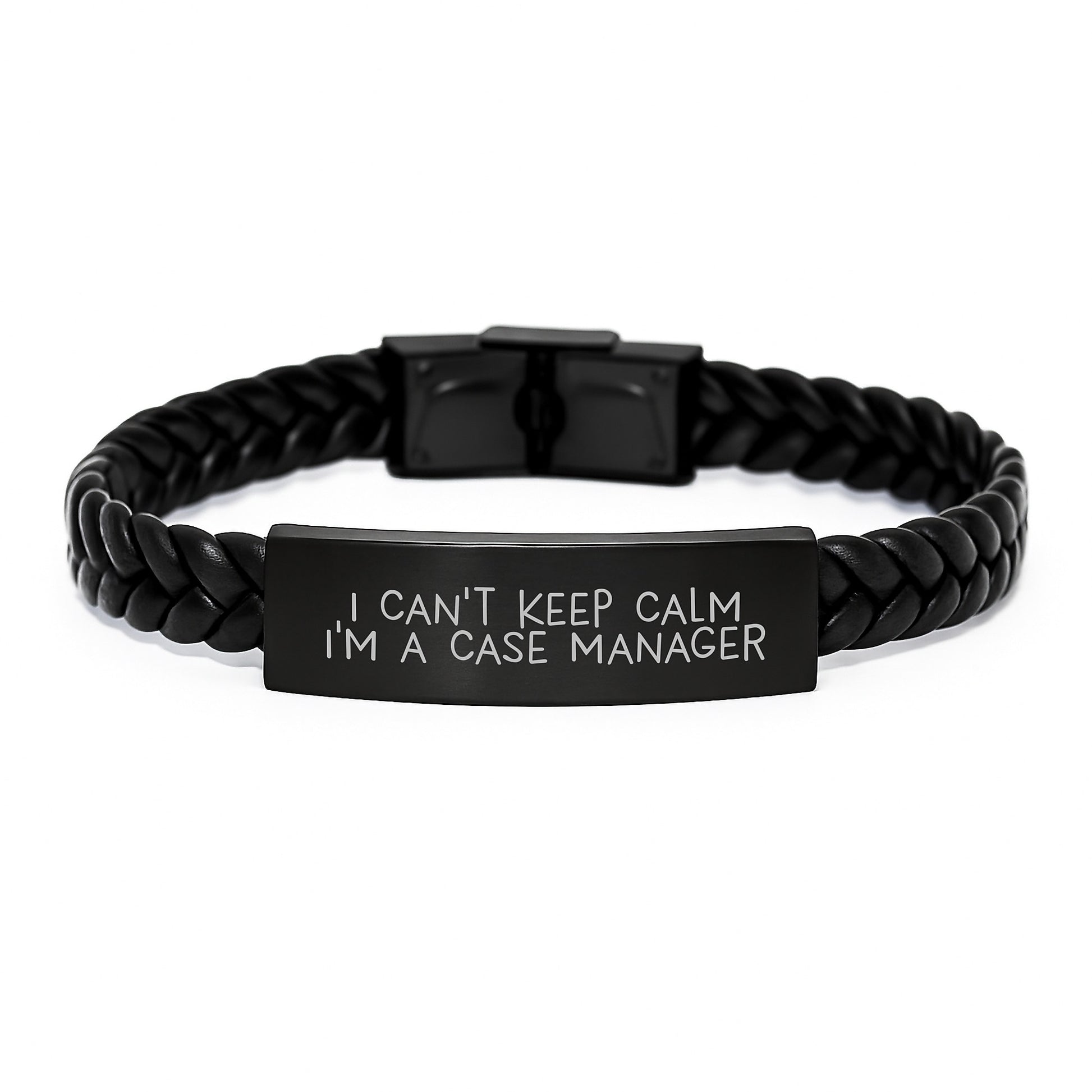 Funny Case Manager Gifts for Men - I Can't Keep Calm I'm A Case Manager Interlaced Leather Bracelet, Christmas Unique Gifts from Friends, Coworkers, Family - Image 1