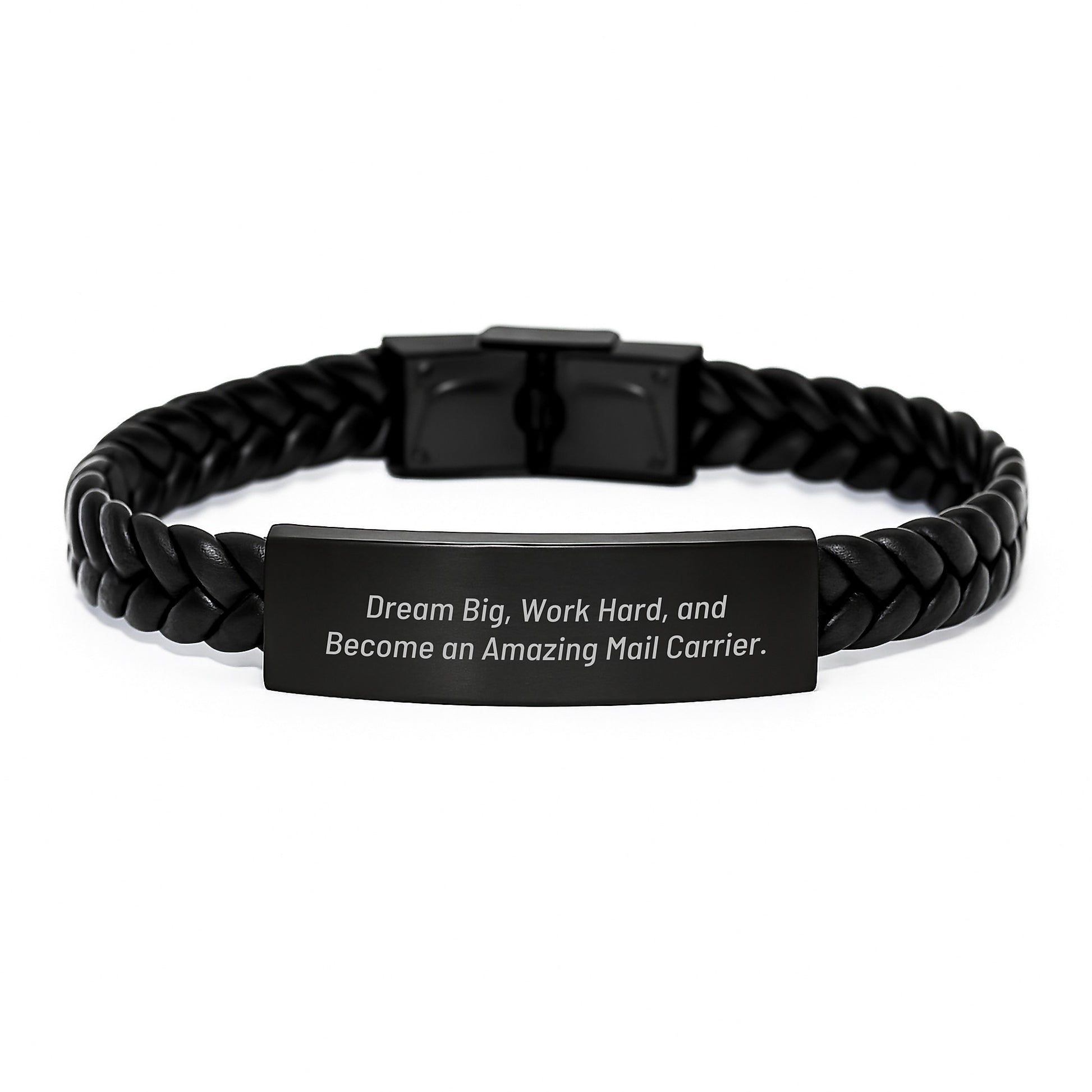 Funny Inspirational Mail Carrier Gifts, Interlaced Leather Bracelet for Men, Gifts from Friends for Mail Carrier, Dream Big Work Hard Become Amazing - Image 1