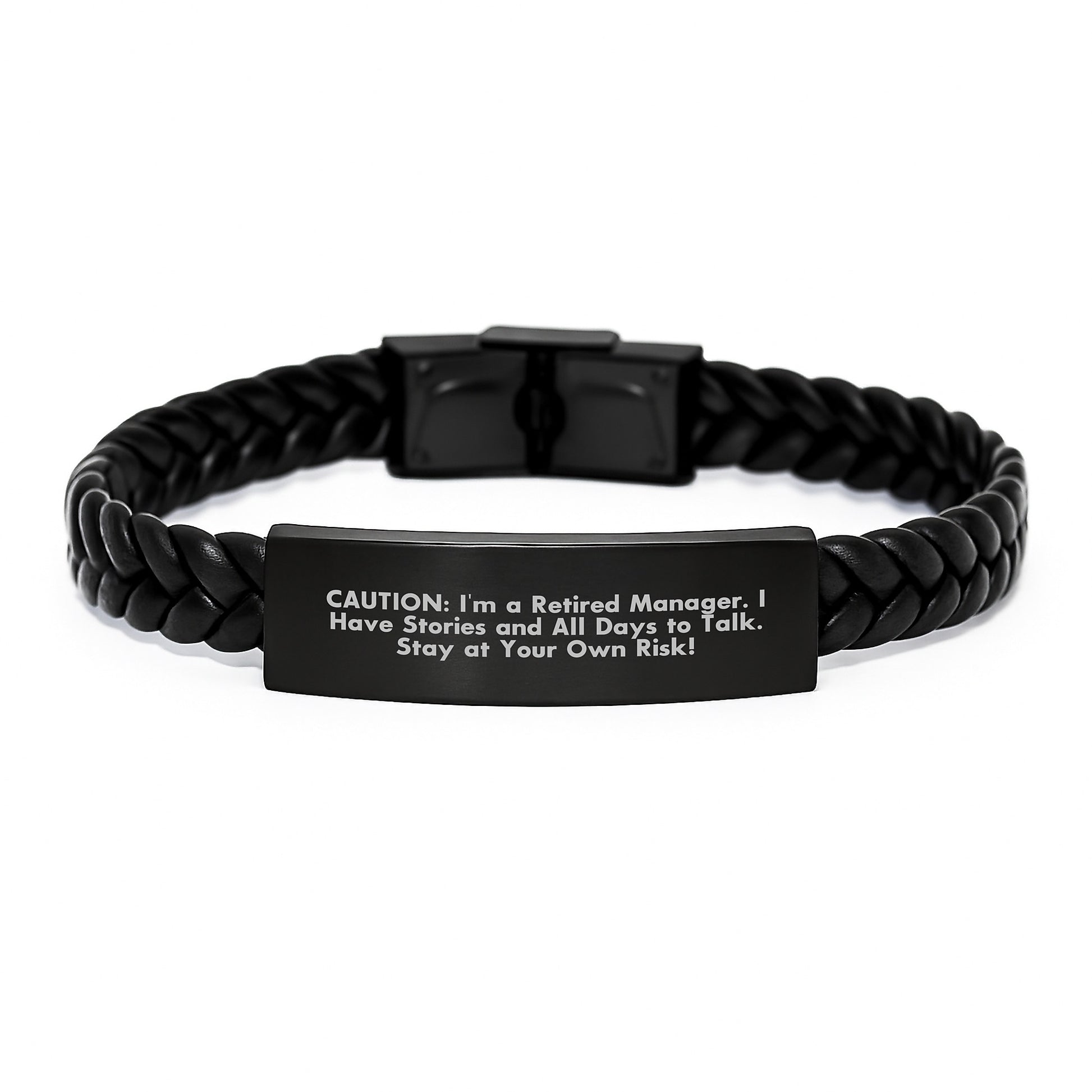 Manager's Warning: Funny Interlaced Leather Bracelet Gifts for Men from Family - Unique Graduation Presents for Manager - Image 1