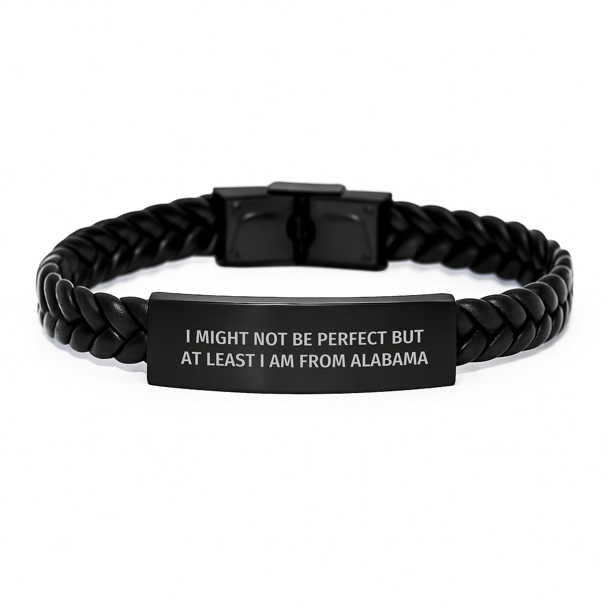 Alabama Interlaced Leather Bracelet with 'I Might Not Be Perfect But At Least I Am From Alabama' Quote, Unique Gifts for Men from Friends, Gifts for Alabama Women from Family - Image 1