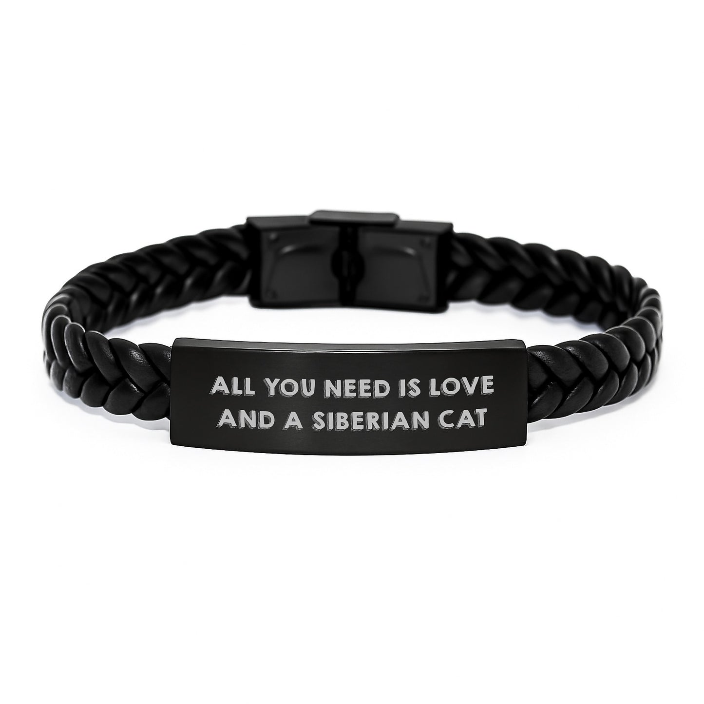 Siberian Cat Gifts from Friends, All You Need Is Love And A Siberian Cat Interlaced Leather Bracelet for Men Women Graduation Unique Gifts - Image 1
