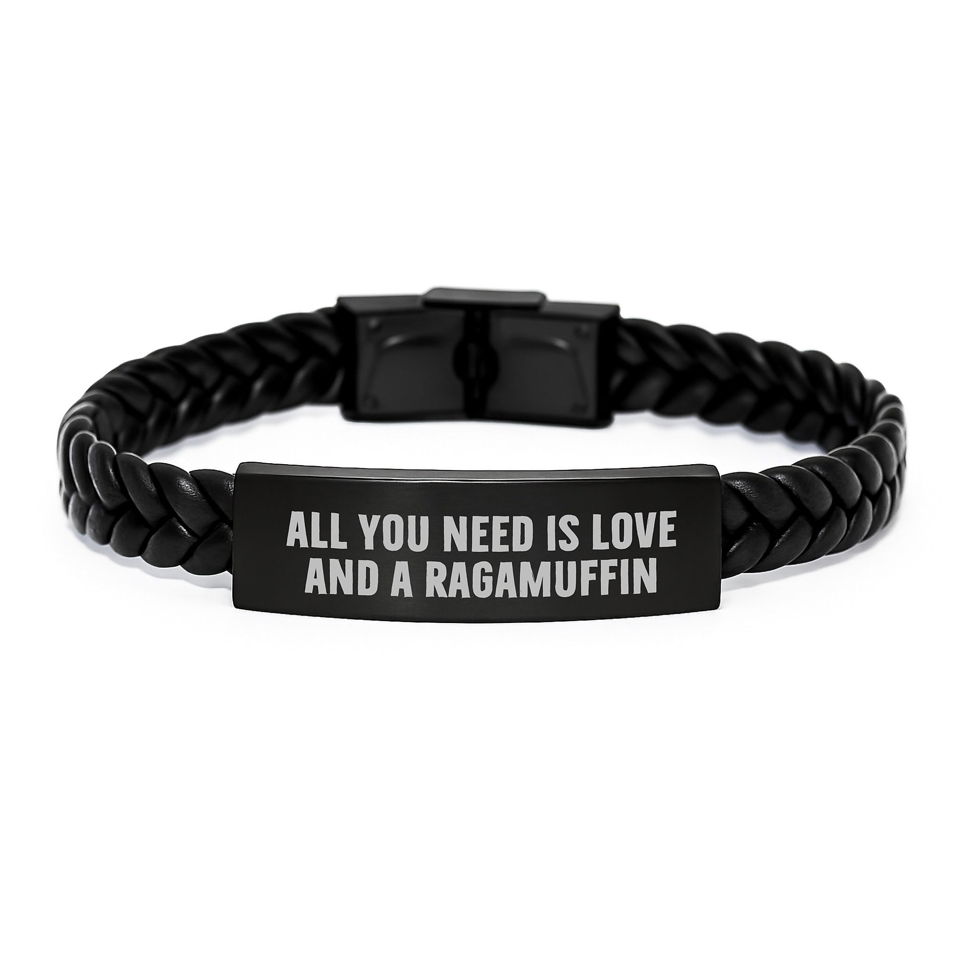 Ragamuffin Cat Lover Gifts for Men, Inspirational Interlaced Leather Bracelet from Friends, Unique Graduation Gift for Him - Image 1