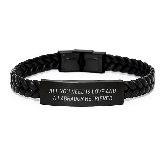 Labrador Retriever Dog Gifts, Inspirational Interlaced Leather Bracelet for Men, Women, Friends, Gifts from Family, All You Need Is Love And A Labrador Retriever, Birthday Unique Gifts - Image 1