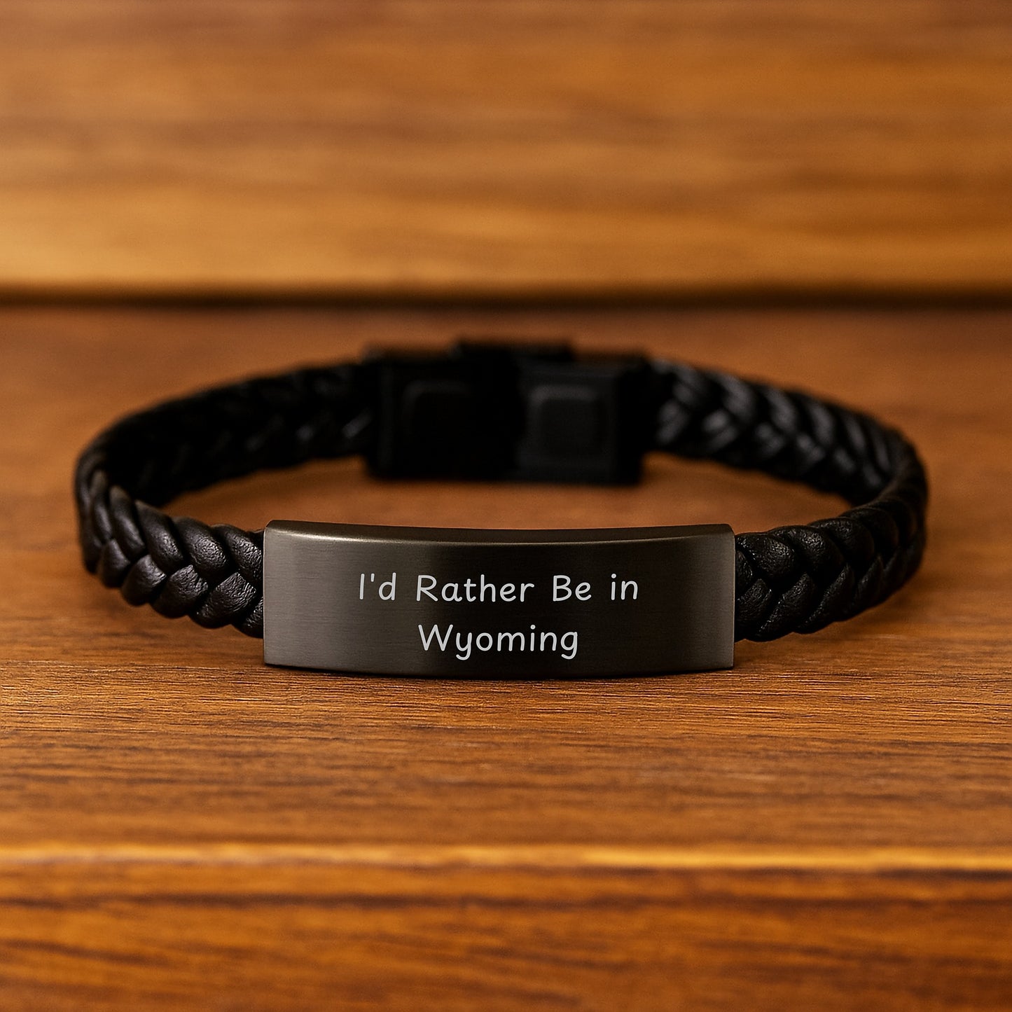 Wyoming Inspired Interlaced Leather Bracelet Gifts from Friends to Wyoming Lovers - 'I'd Rather Be In Wyoming' Quote, Birthday Unique Present for Men - Image 2