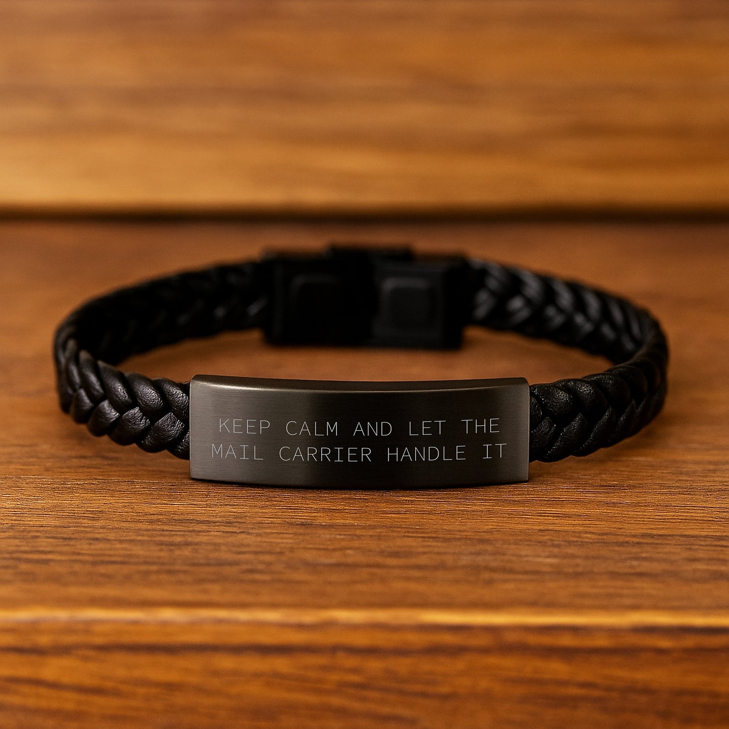 Funny Mail Carrier Christmas Unique Gifts from Friends and Family, Interlaced Leather Bracelet, Keep Calm And Let The Mail Carrier Handle It Style, Mail Carrier Appreciation Gifts for Him - Image 2