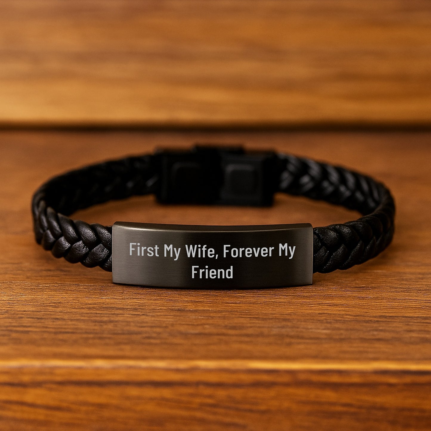 Gifts from Family to Wife, First My Wife, Forever My Friend Interlaced Leather Bracelet for Graduation, Husband to Wife, Wife Gifts, Inspirational Quote - Image 2