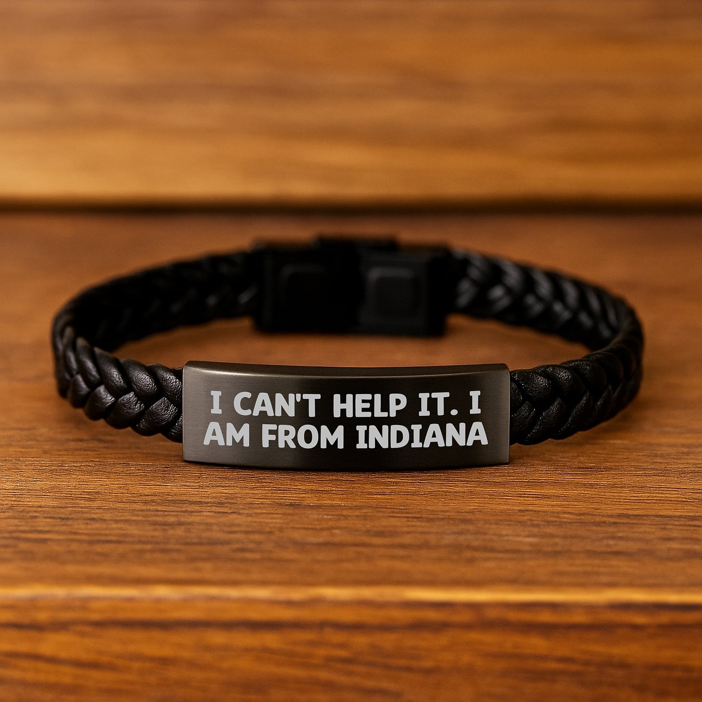 Funny Indiana Gifts from Friends to Indiana Men - I Can't Help It. I Am From Indiana Interlaced Leather Bracelet for Graduation Unique Gifts - Image 2