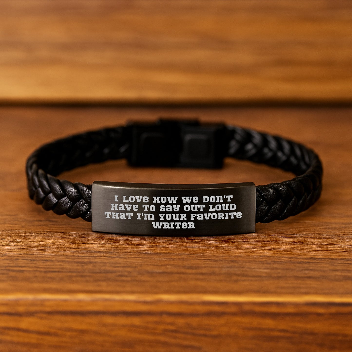 Writer's Favorite Quote Interlaced Leather Bracelet Gifts from Friends to Men, Funny Quote for Birthday Unique Gifts for Him - Image 2