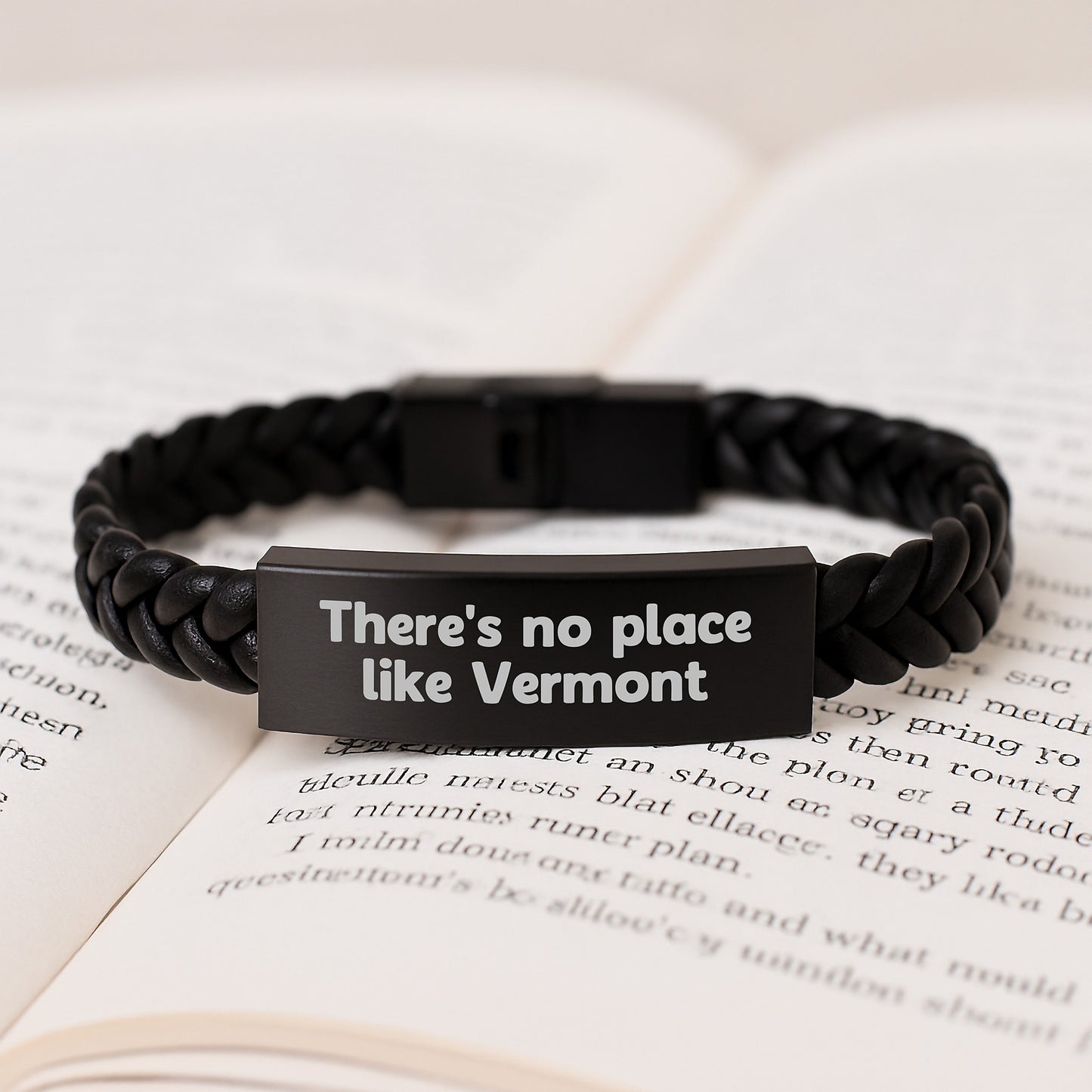 Vermont Gifts for Graduates, Interlaced Leather Bracelet with Quote 'There's No Place Like Vermont', Gifts from Family to Friends - Image 3