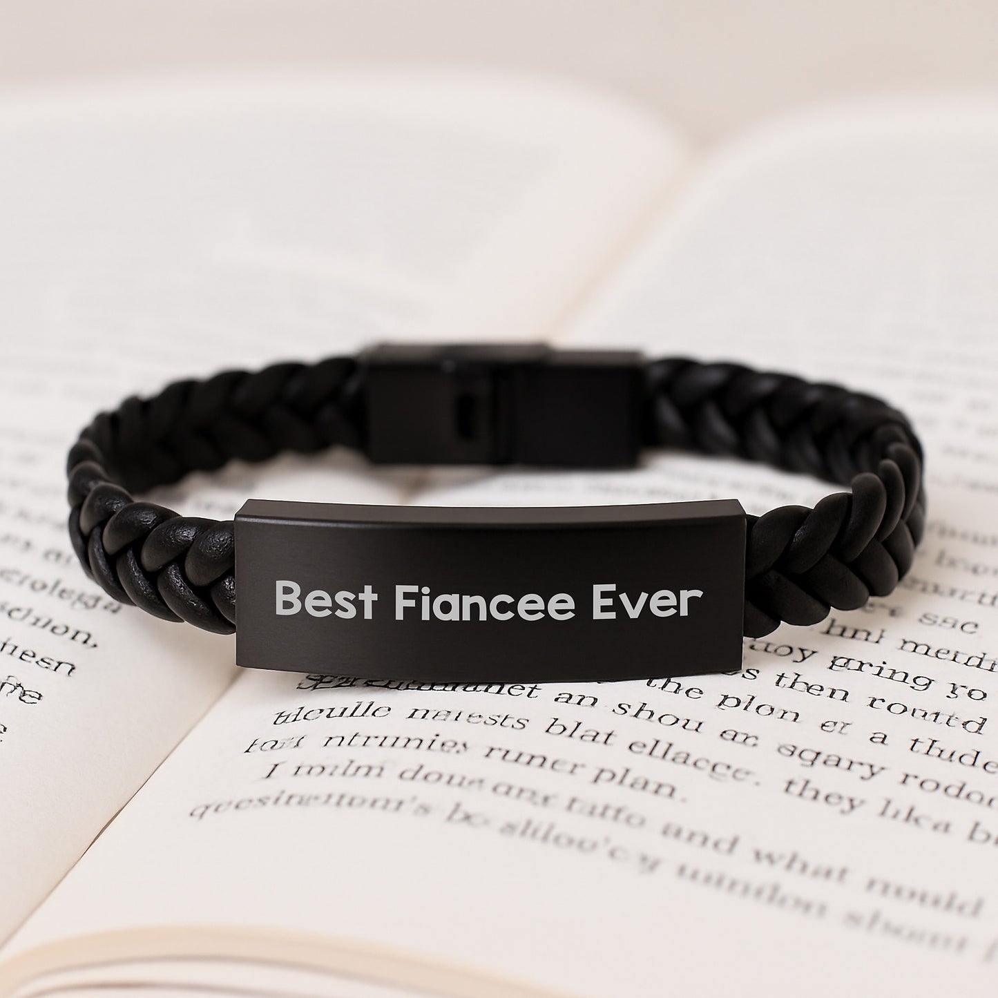 Funny Fiancee Gifts for Her, Best Fiancee Ever Interlaced Leather Bracelet, Christmas Unique Presents from Men to Women - Image 3