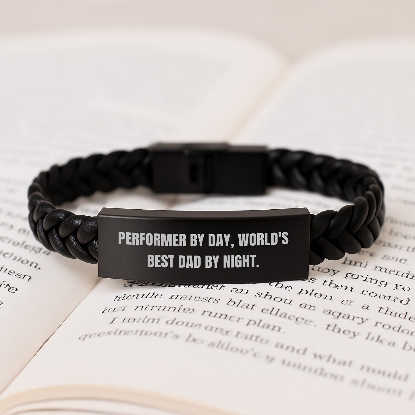 Performer Gifts, World's Best Dad Interlaced Leather Bracelet, Funny Graduation Unique Gifts from Dad to Men, Funny Inspirational Quote, 7.87 inches - Image 3