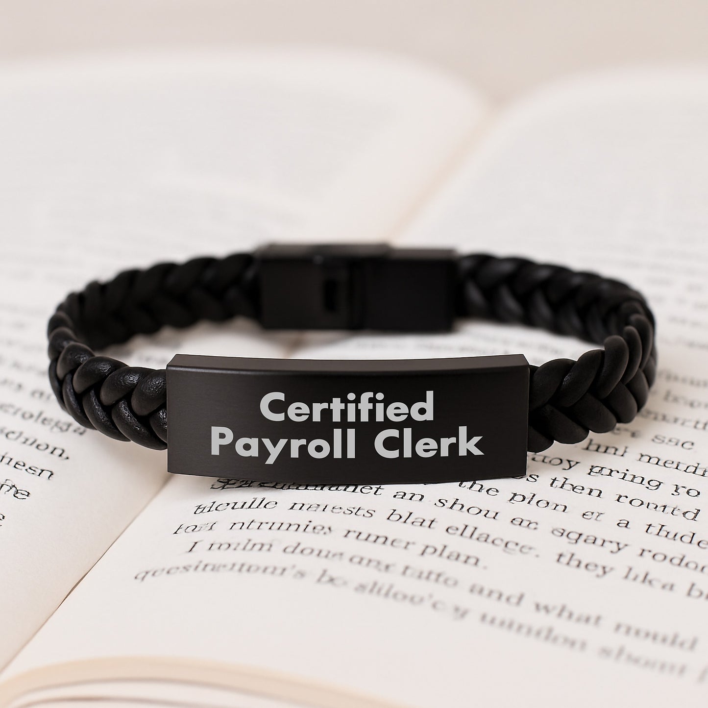 Funny Payroll Clerk Gifts from Friends for Certified Payroll Clerks, Interlaced Leather Bracelet, Christmas Unique Presents - Image 3