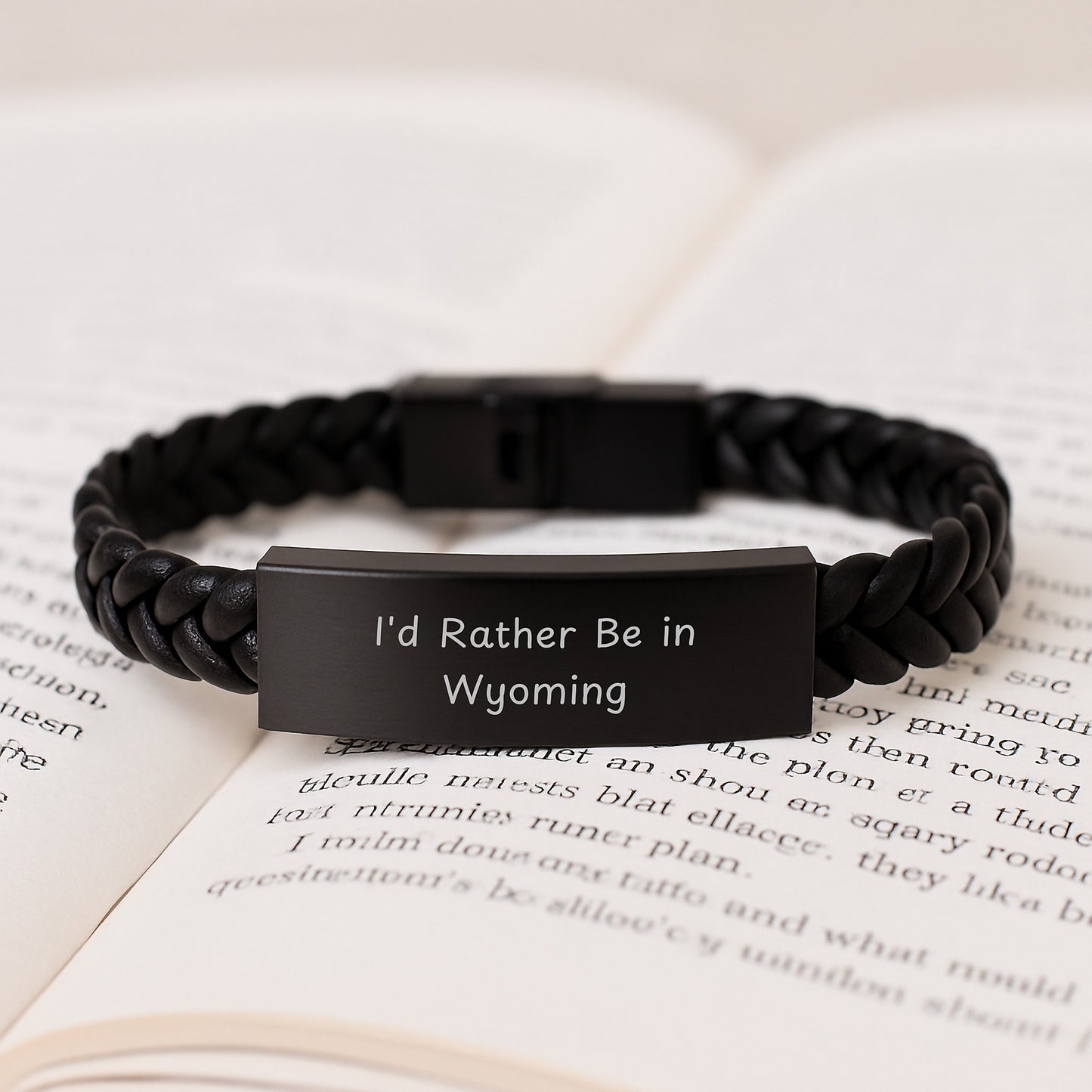 Wyoming Inspired Interlaced Leather Bracelet Gifts from Friends to Wyoming Lovers - 'I'd Rather Be In Wyoming' Quote, Birthday Unique Present for Men - Image 3