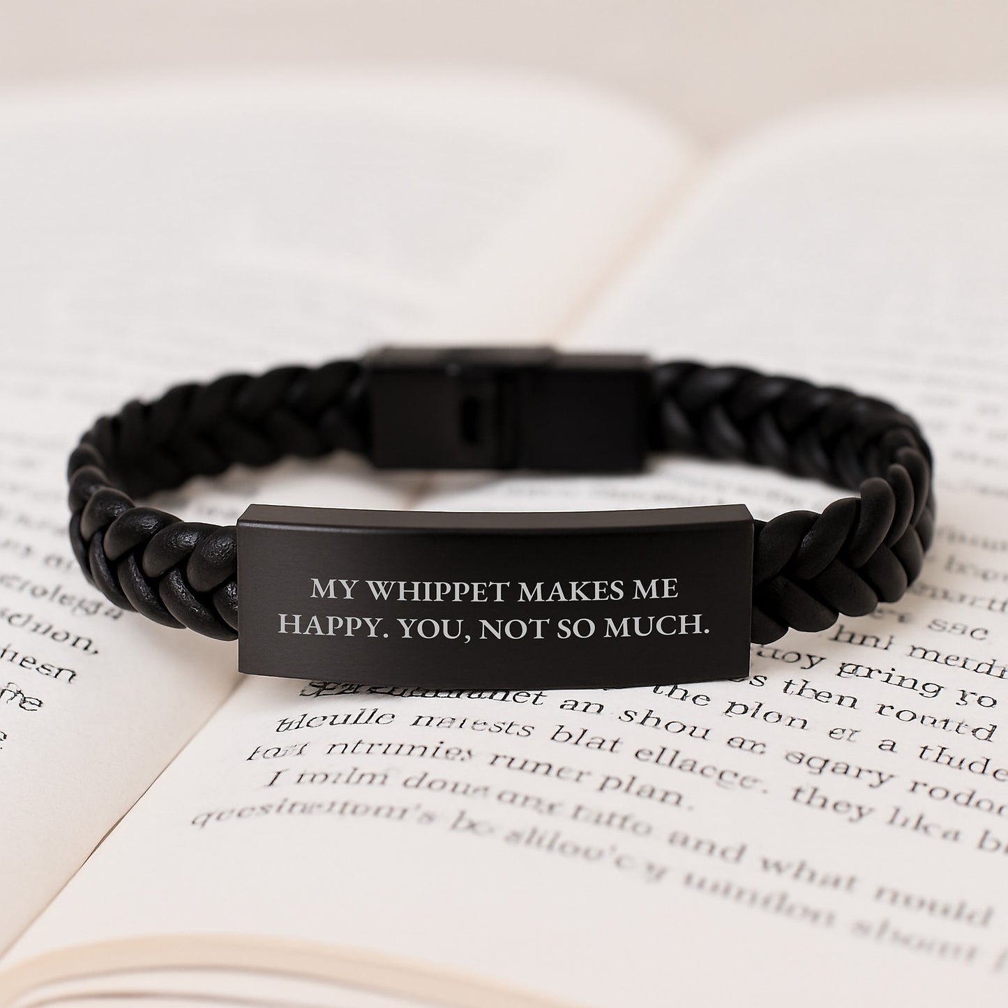Whippet Dog Lover Funny Quote Interlaced Leather Bracelet, Gifts from Friends, Gifts for Whippet Dog Owners, Unique Graduation Gifts - Image 3