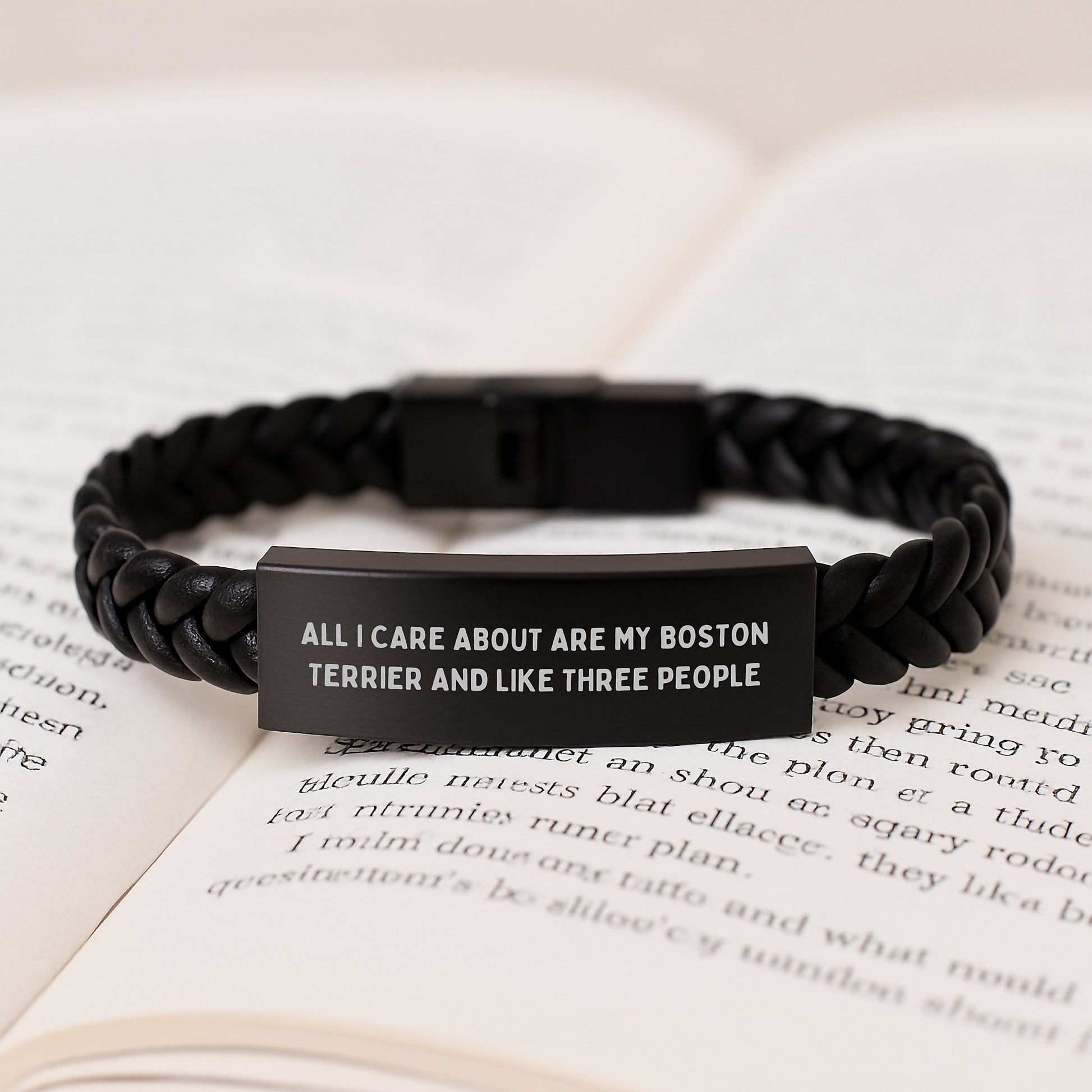 Boston Terrier Dog Lover's Funny Quote Interlaced Leather Bracelet Gifts for Men and Women, Gifts from Family and Friends, Perfect Birthday Presents - Image 3