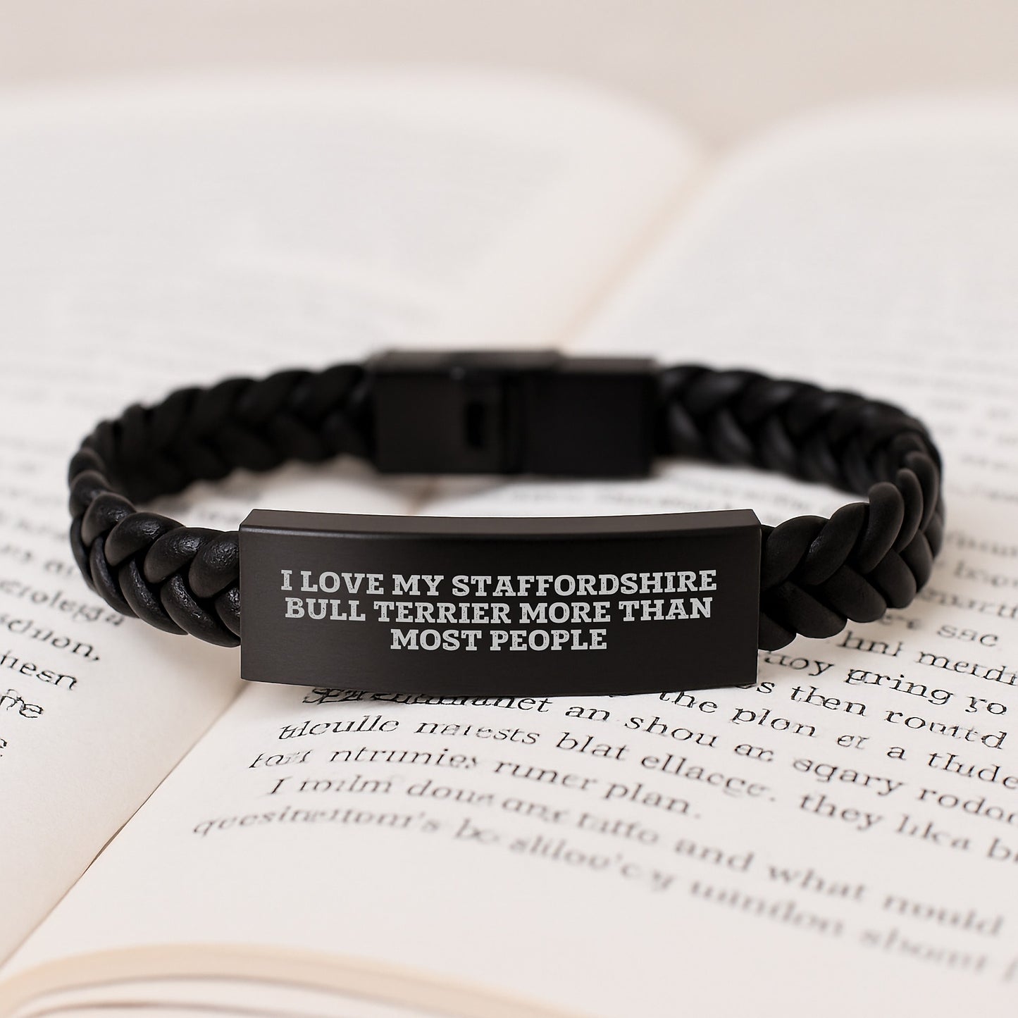 Staffordshire Bull Terrier Dog Gifts, Funny Inspirational Quote Interlaced Leather Bracelet for Men, Gifts from Family, Birthday Unique Gifts for Him - Image 3