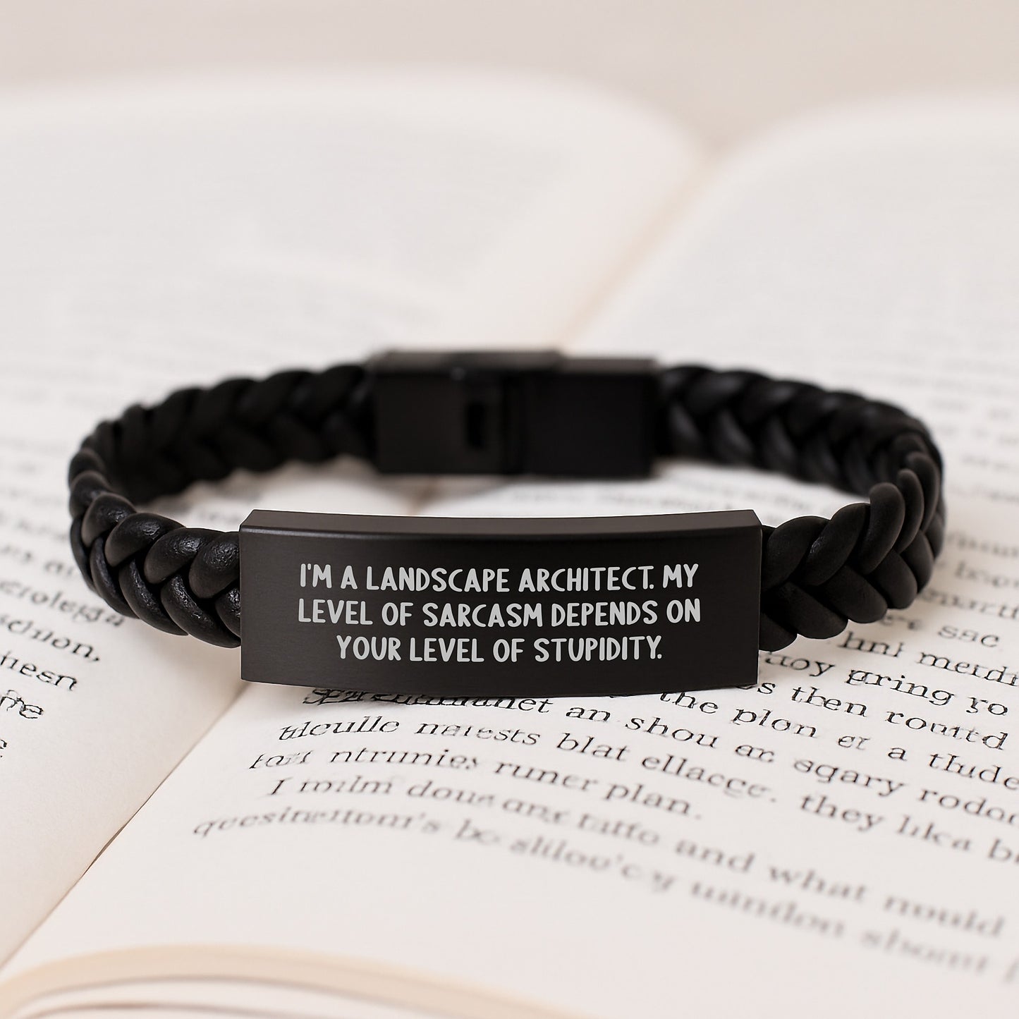 Funny Christmas Unique Gifts for Landscape Architect, Interlaced Leather Bracelet with Sarcasm Quote, Gifts from Friends to Coworkers - Image 3