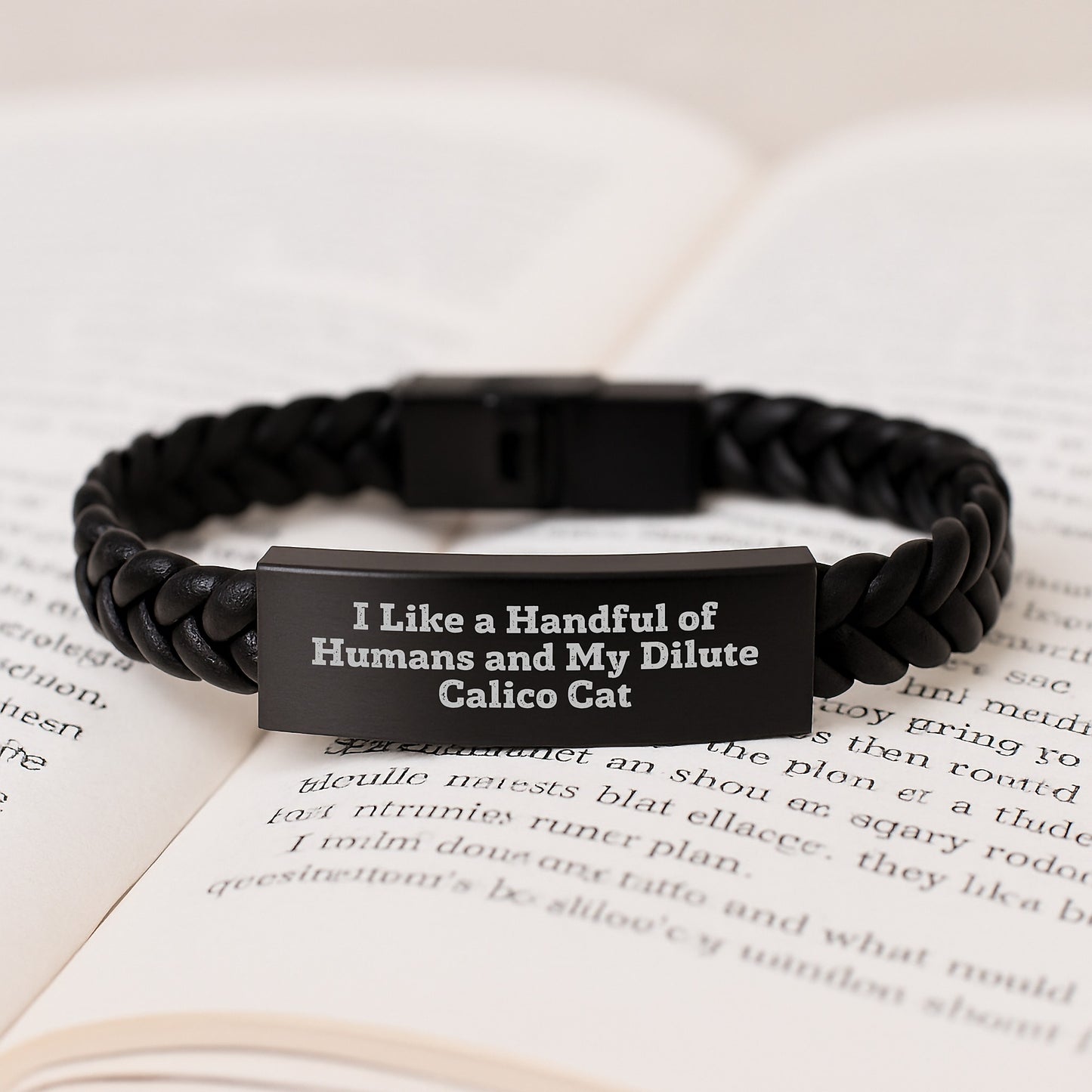 Dilute Calico Cat Funny Quote Interlaced Leather Bracelet - Gifts from Friends for Dilute Calico Cat Lovers - Christmas Unique Gifts - Image 3
