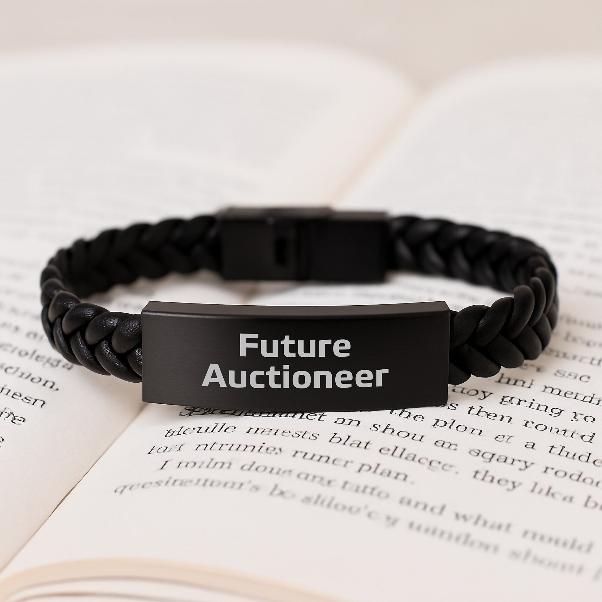 Funny Quote Auctioneer Gifts, Interlaced Leather Bracelet for Future Auctioneer, Graduation Unique Gifts from Friends or Family - Image 3