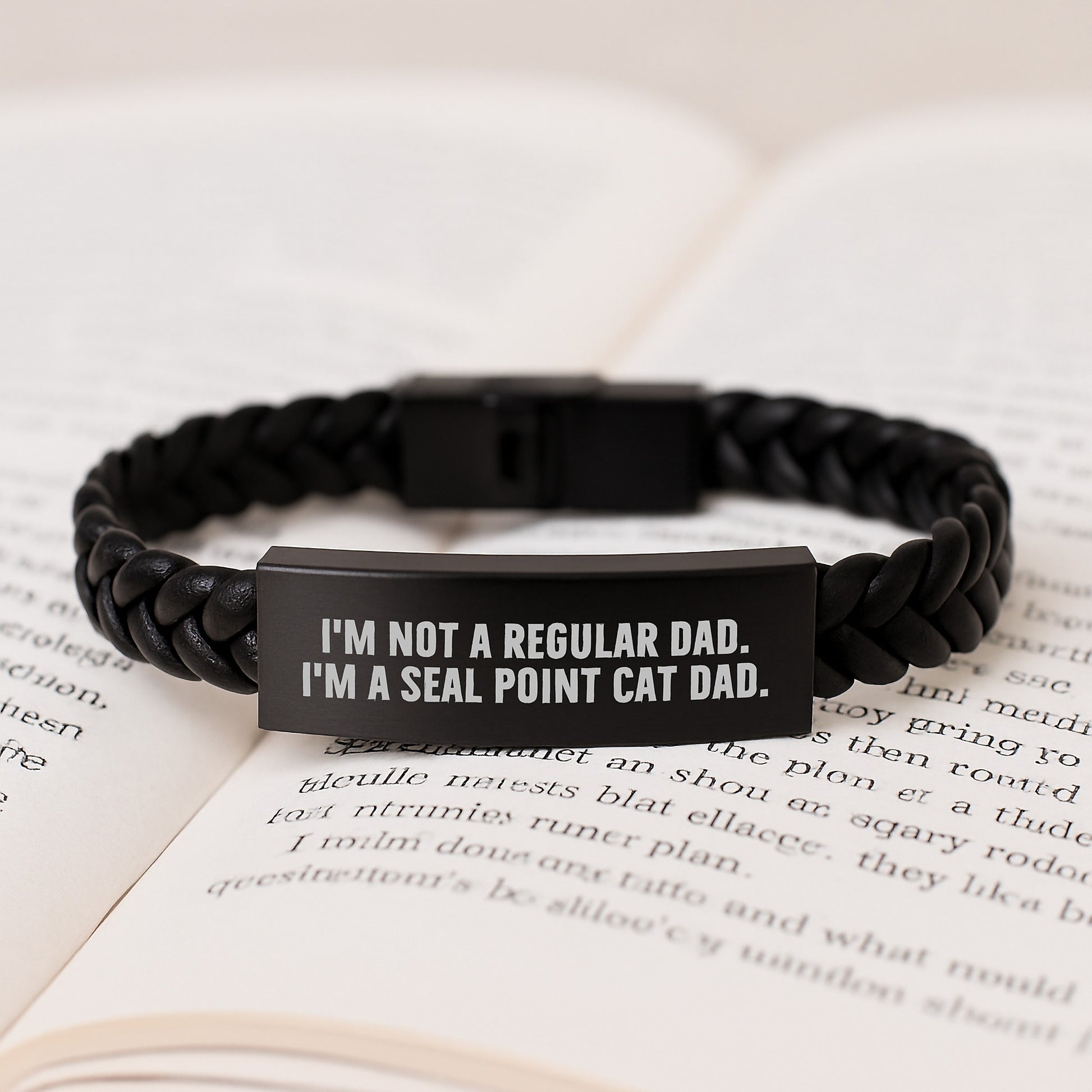 Seal Point Cat Dad Gifts for Men, Funny Interlaced Leather Bracelet, Graduation Unique Gifts from Dad to Son, Seal Point Cat Enthusiasts - Image 3