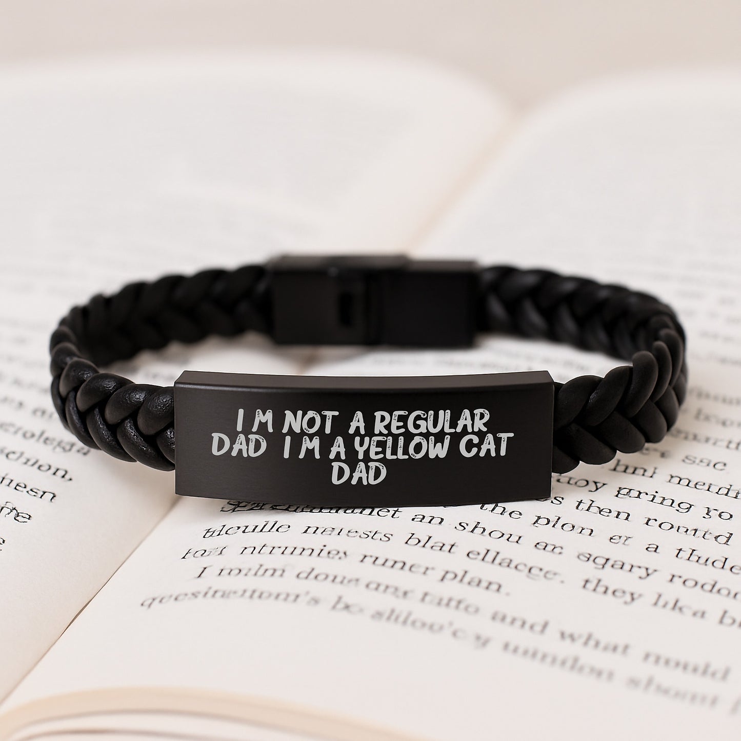 Funny Yellow Cat Dad Interlaced Leather Bracelet Gifts from Men to Friends Birthday Unique Presents - Image 3