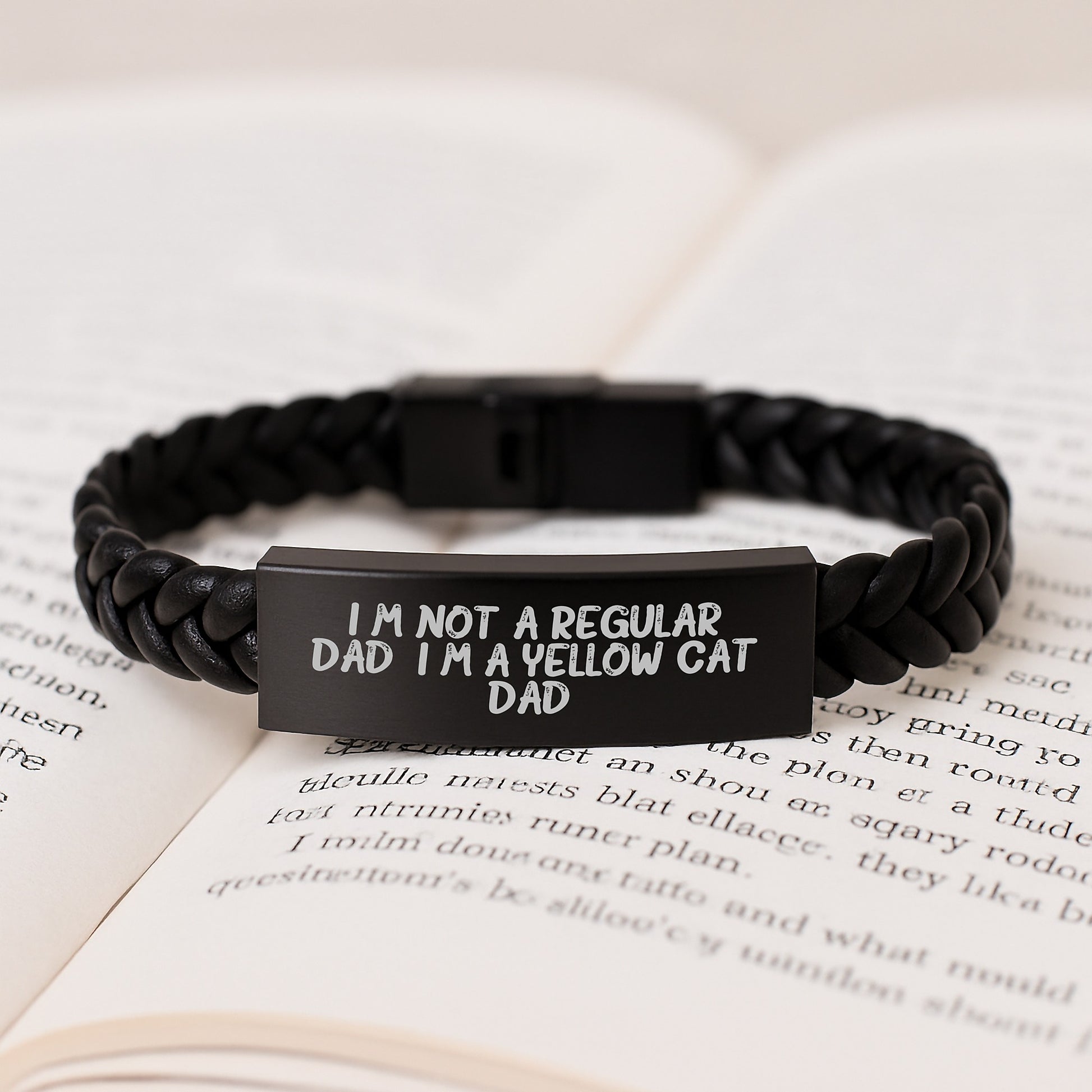 Funny Yellow Cat Dad Interlaced Leather Bracelet Gifts from Men to Friends Birthday Unique Presents - Image 3