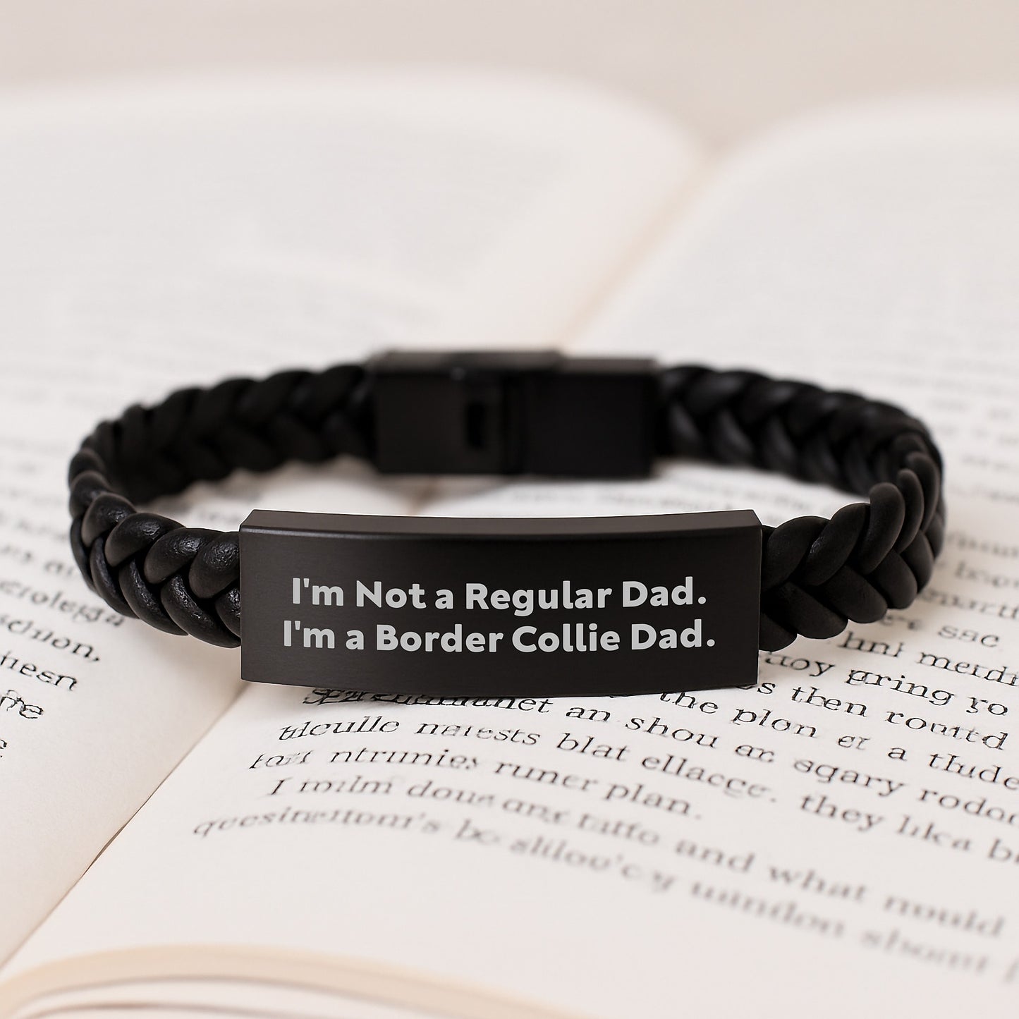 Funny Border Collie Dad Gifts for Men from Friends - Interlaced Leather Bracelet for Graduation - Image 3