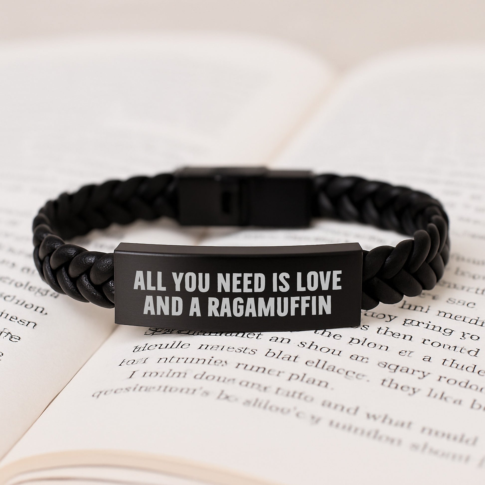 Ragamuffin Cat Lover Gifts for Men, Inspirational Interlaced Leather Bracelet from Friends, Unique Graduation Gift for Him - Image 3