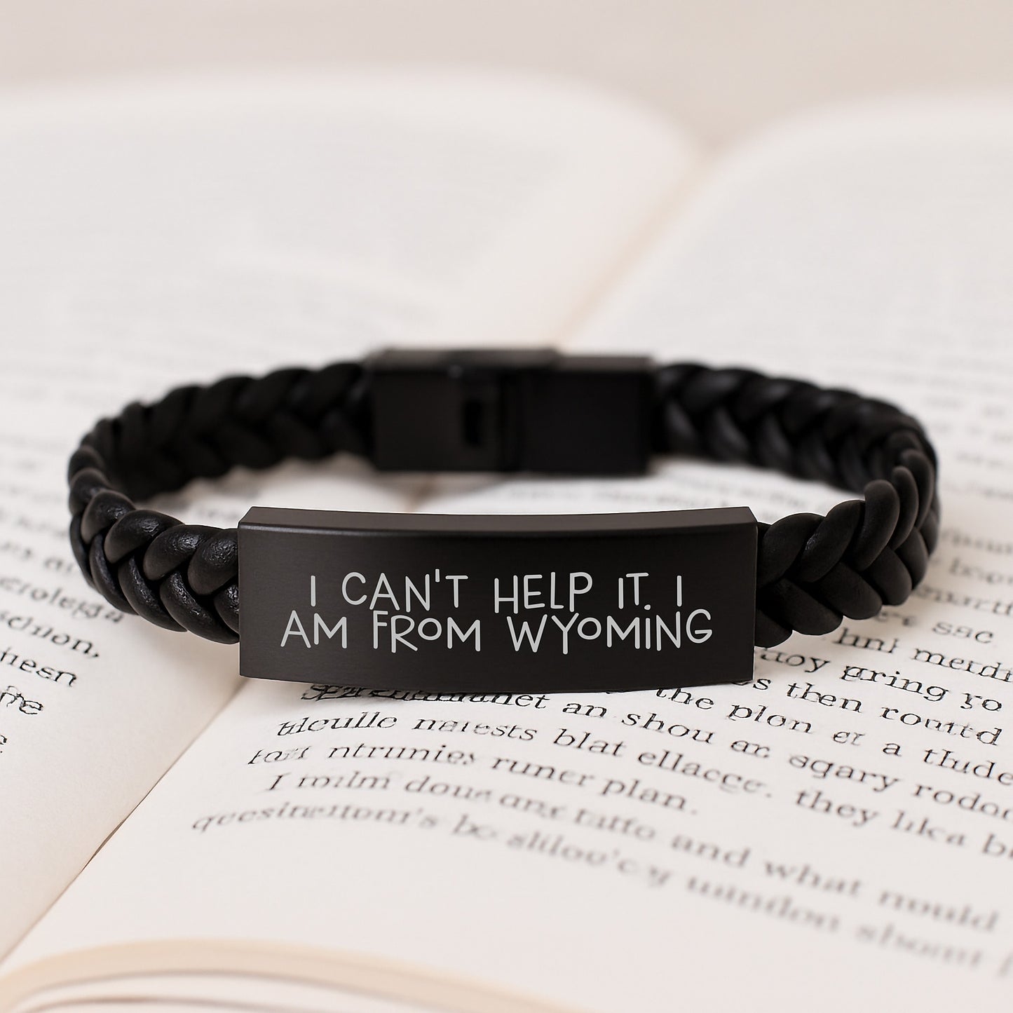 Wyoming Proud Interlaced Leather Bracelet Gifts from Friends to Family, Inspirational Quote I Can't Help It. I Am From Wyoming, Unique Graduation Gifts for Men Women - Image 3