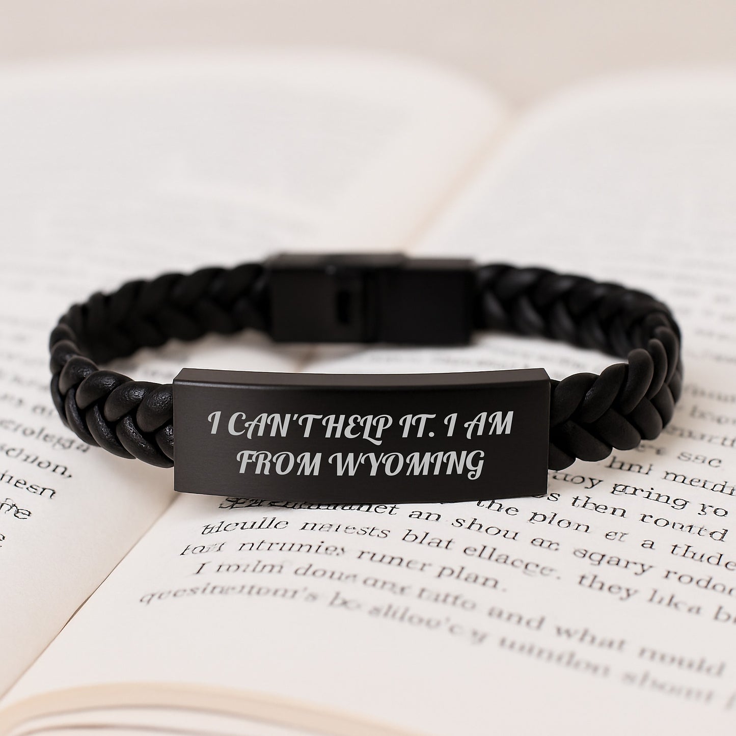 Wyoming Enthusiasts' Favorite Interlaced Leather Bracelet - 'I Can't Help It. I Am From Wyoming' Funny Gift for Men Women Friends Family - Image 3