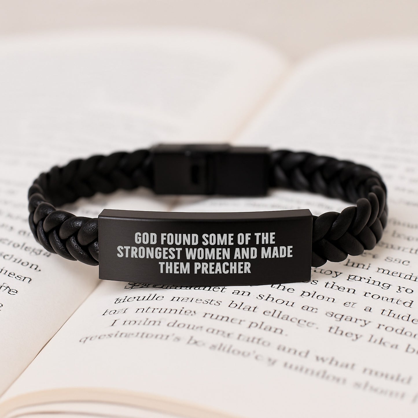 Preacher Gifts from Friends, Inspirational Interlaced Leather Bracelet for Graduation, God Found Some Of The Strongest Women And Made Them Preacher Quote - Image 3