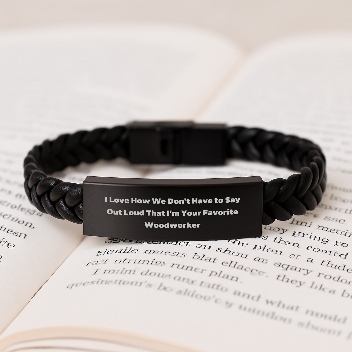 Woodworker's Favorite Interlaced Leather Bracelet, Funny Quote Gifts from Family to Favorite Woodworker, Men's Graduation Unique Gifts - Image 3